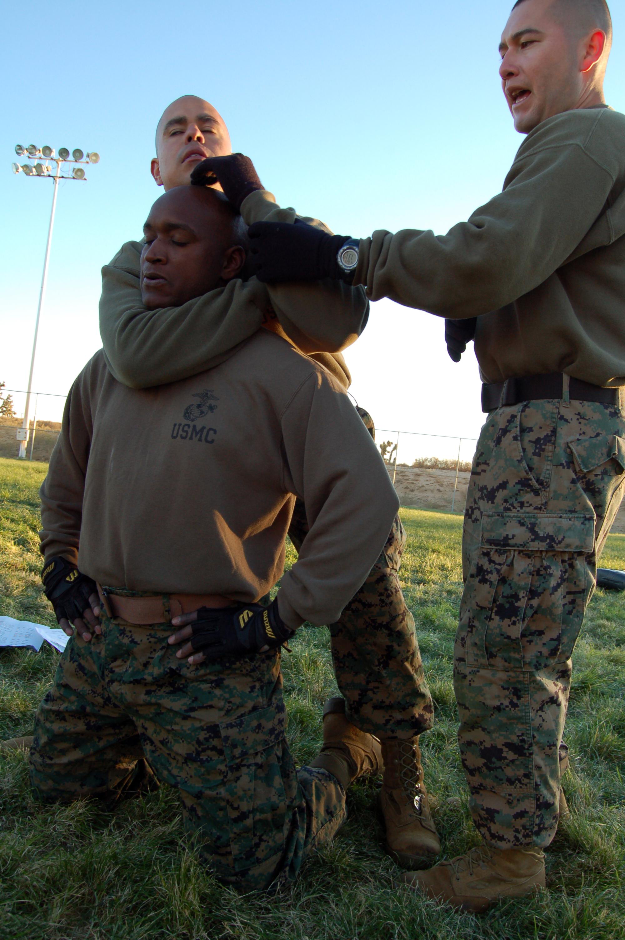 U.S. Marines demonstrate Marine Corps Martial Arts Program (MCMAP) tan
