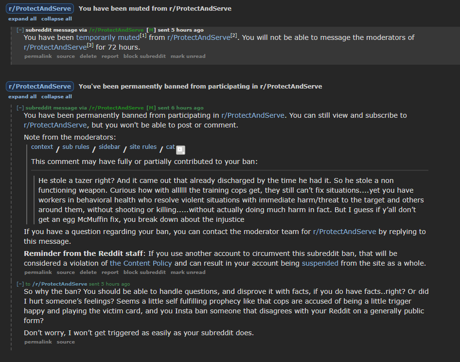 "Protect and Serve" Their Fragile Reality and Egos r/WatchRedditDie