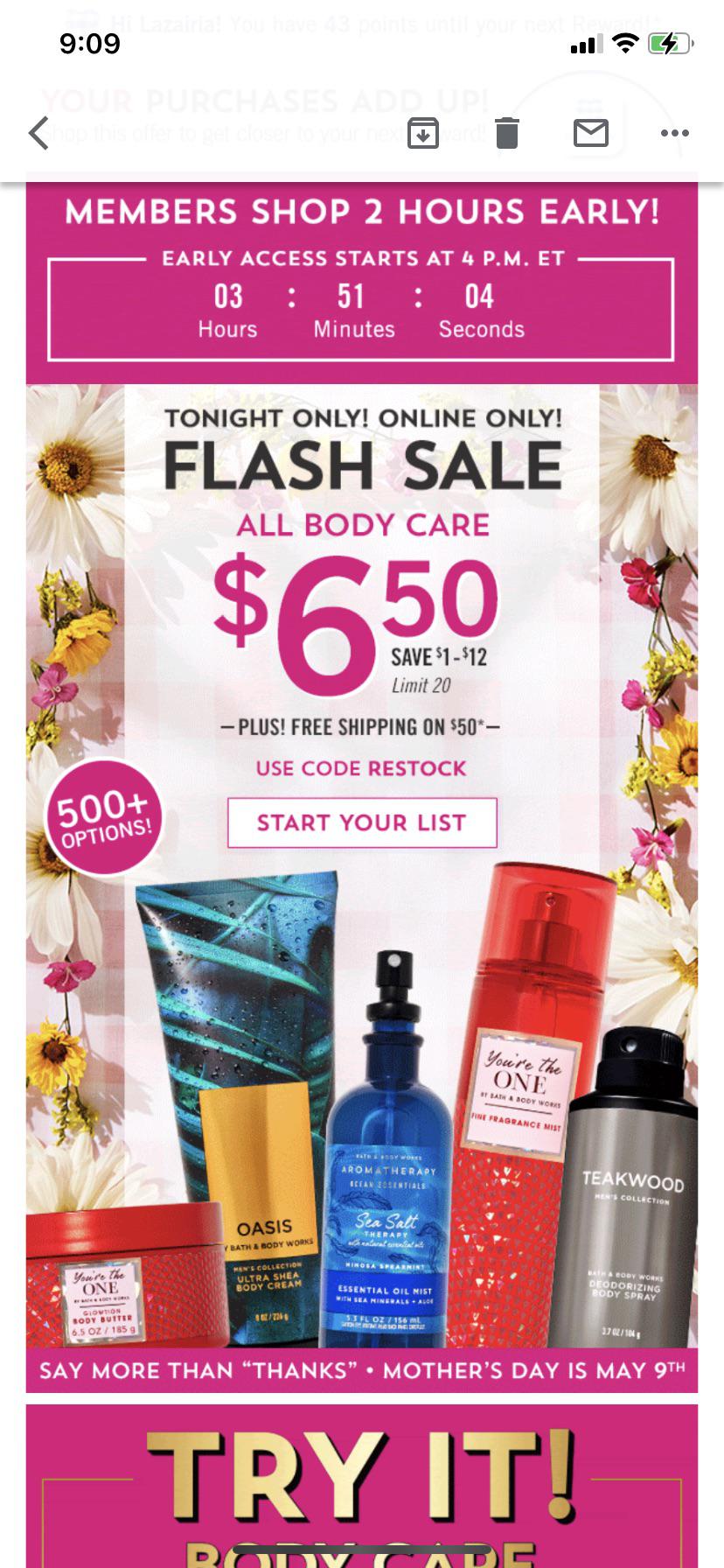 ANOTHER BODY CARE FLASH SALE r/bathandbodyworks