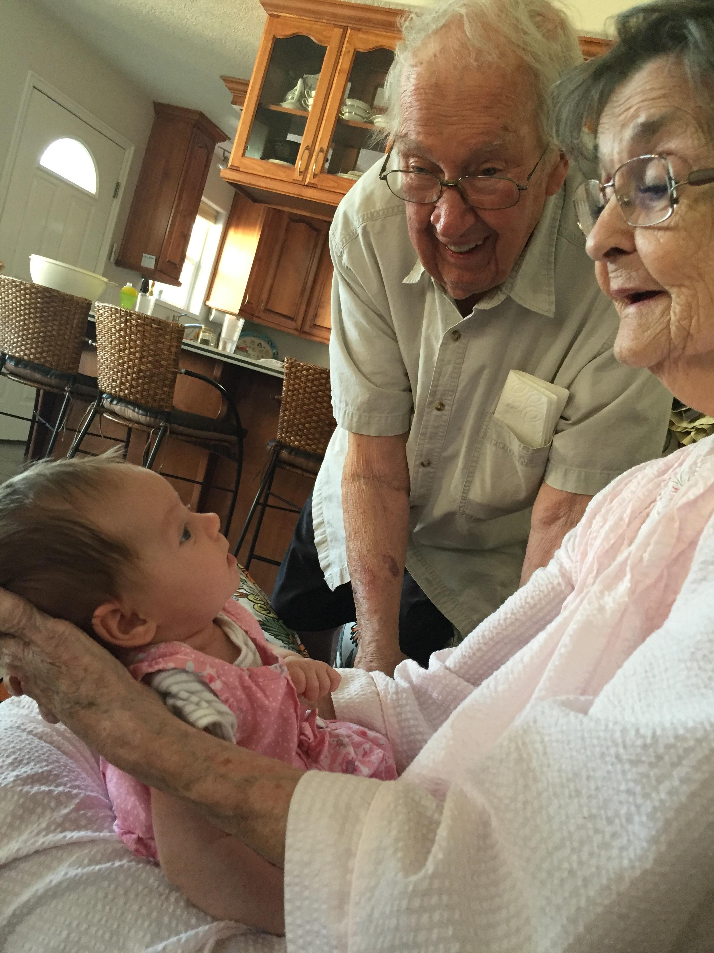 Last picture of my grandparents holding my baby girl (their 50th great