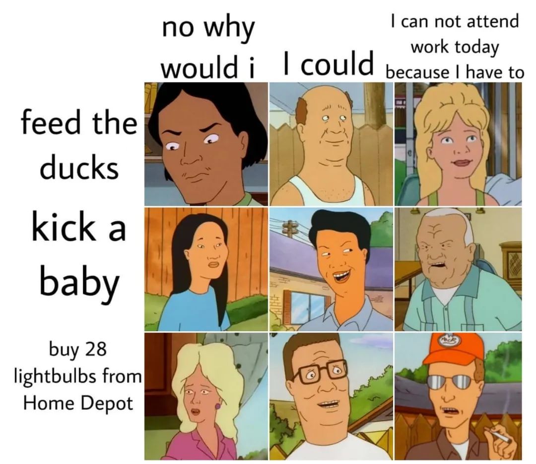 Looking for a empty base of feeding ducks, kicking babies, and buying