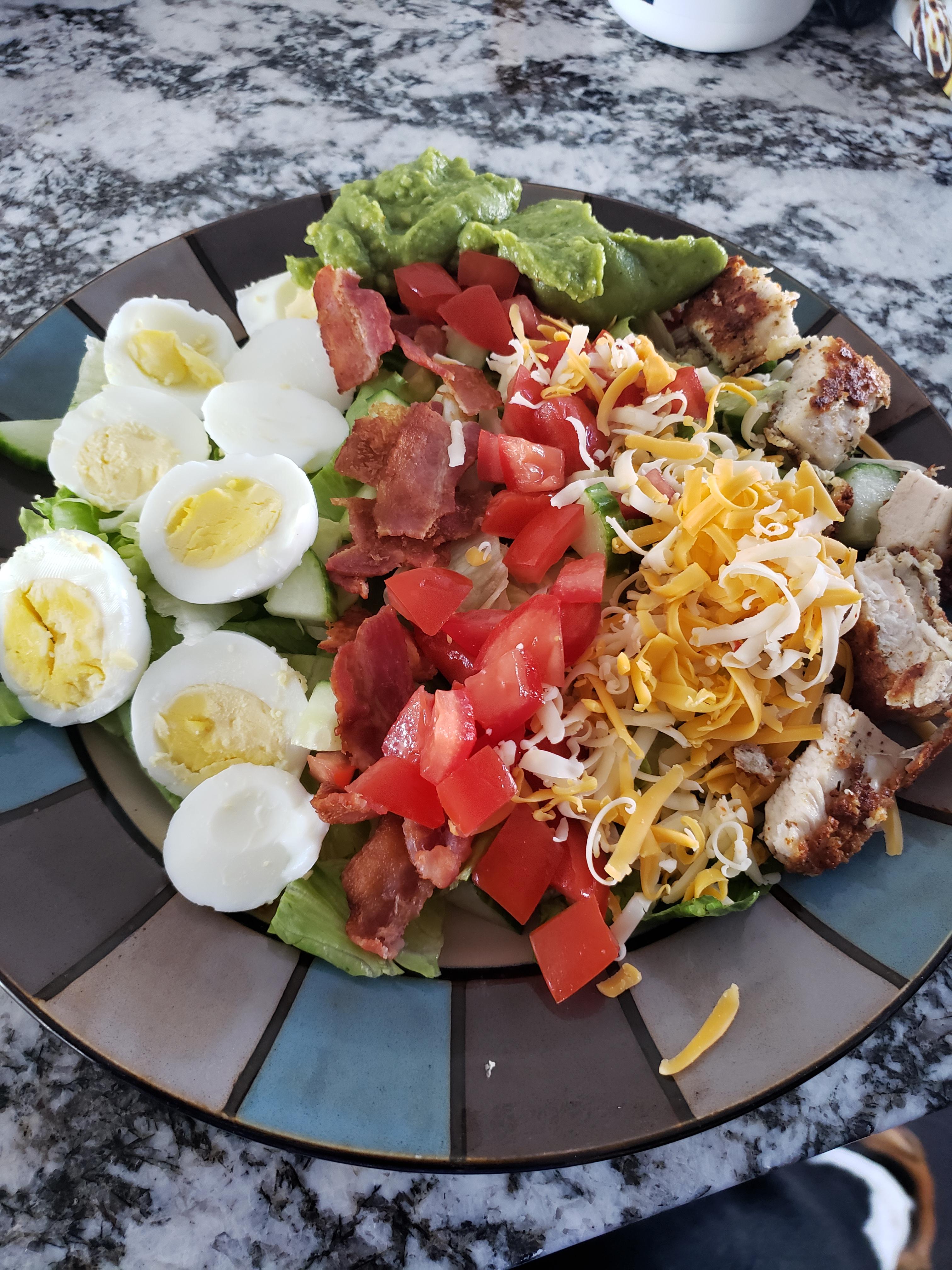 Cobb Salad with Keto Fried Chicken r/ketorecipes