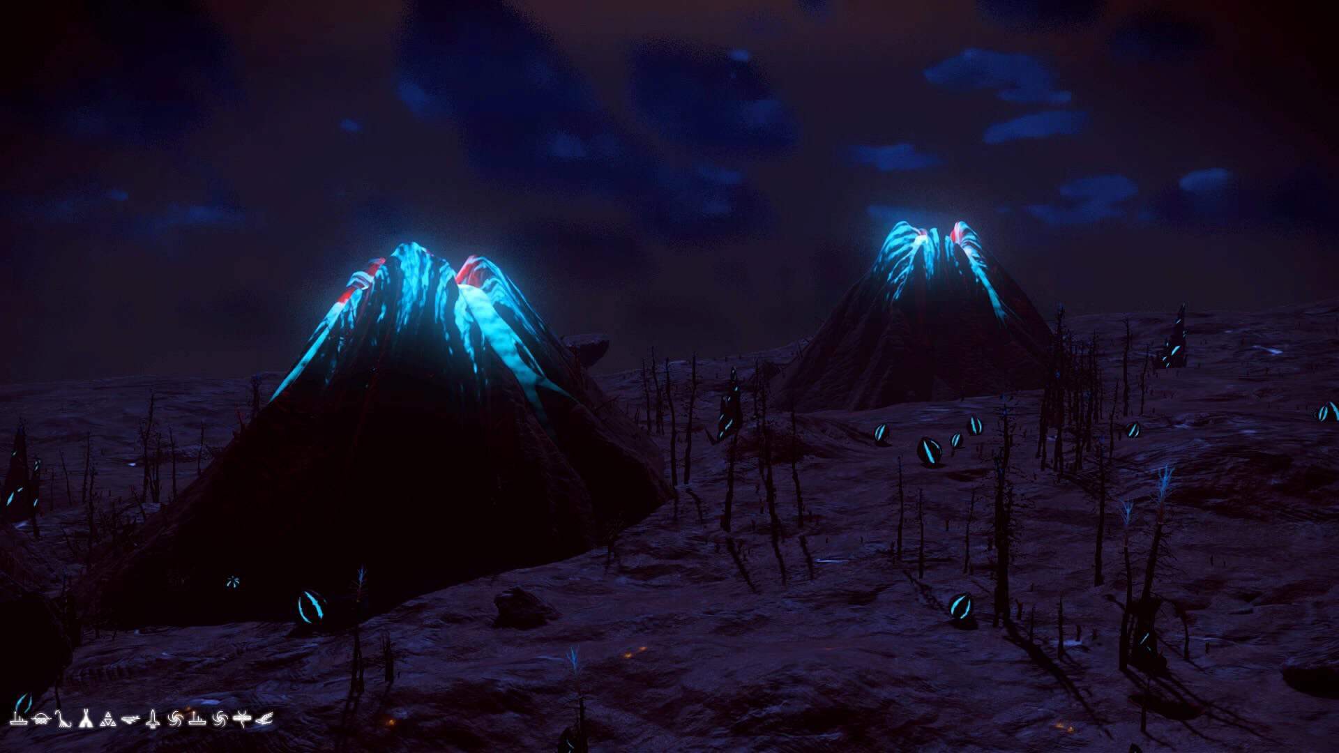 Blue lava volcano’s on a Flame Ruptured r/NMSCoordinateExchange