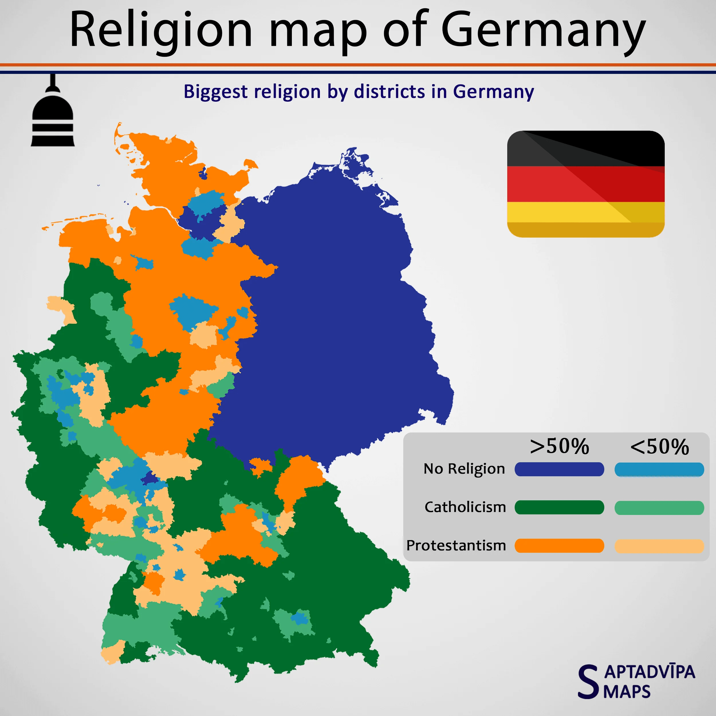 Religion map of Germany r/MapPorn