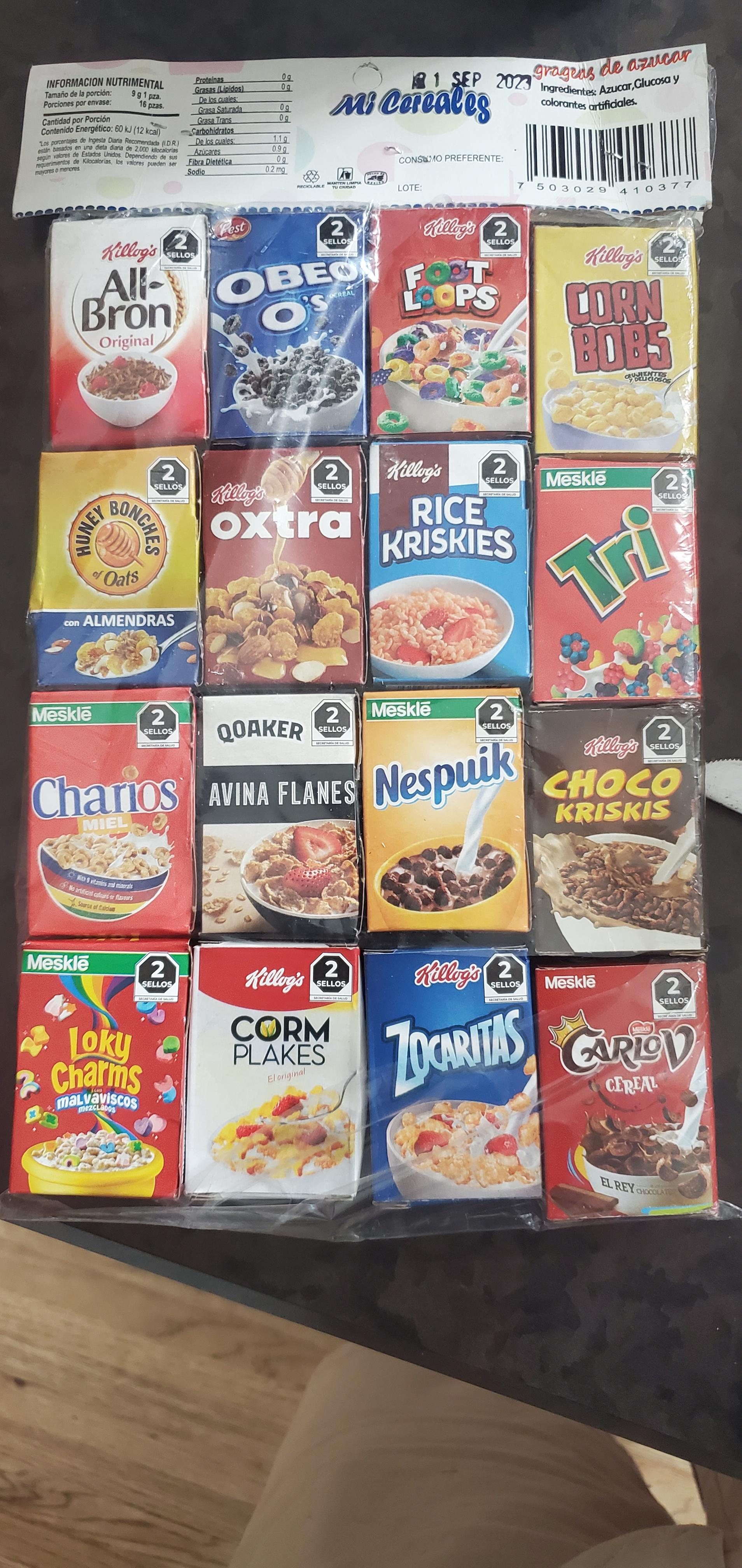 Toy cereal boxes from Mexico. The longer you look, the funnier it gets