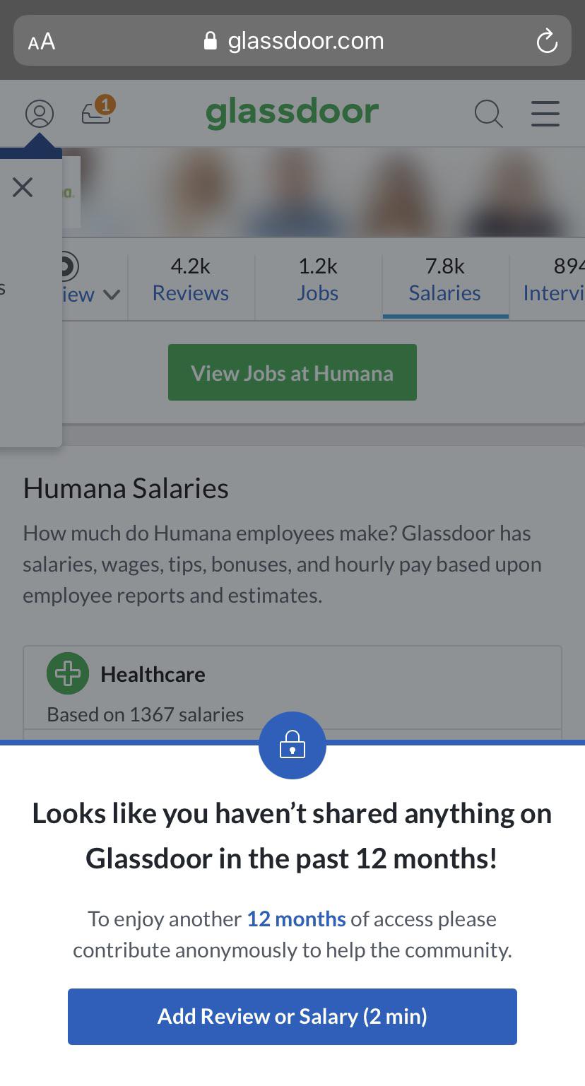Even with an account, Glassdoor forces you to leave a review before