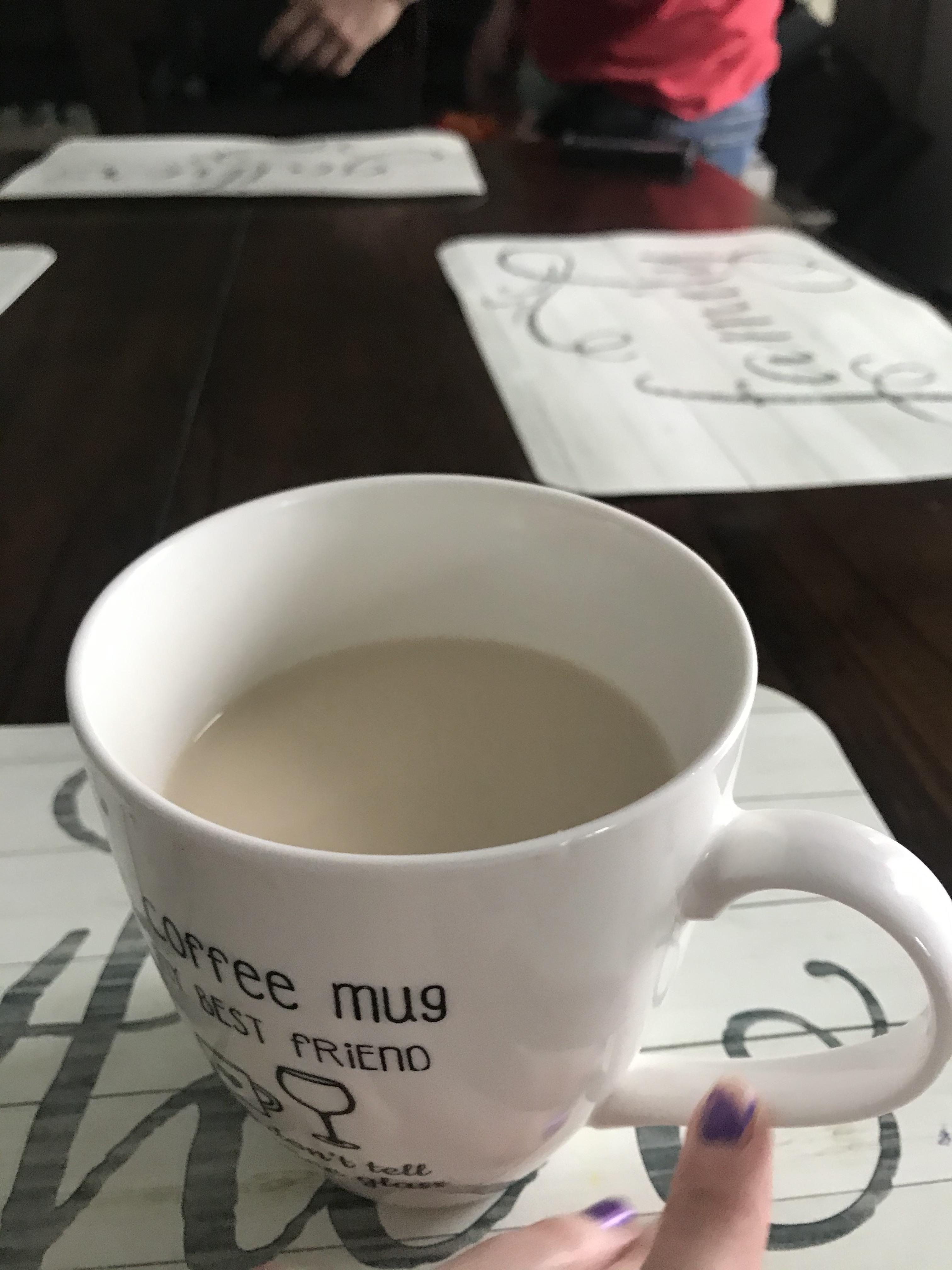 Made milk tea! Used decaf black tea, 1/4 cup of half & half, a teaspoon