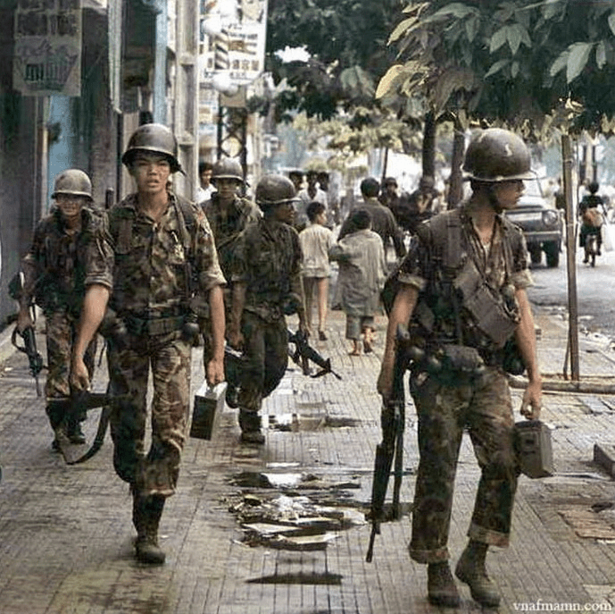South Vietnamese Field Police on the streets of Saigon on the morning