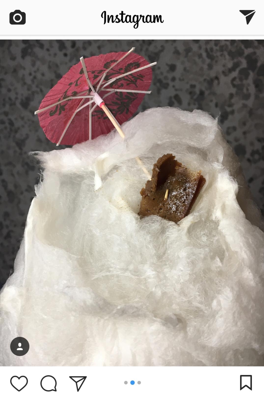 Cotton candy with a piece of vegan bacon in the middle r/shittyfoodporn