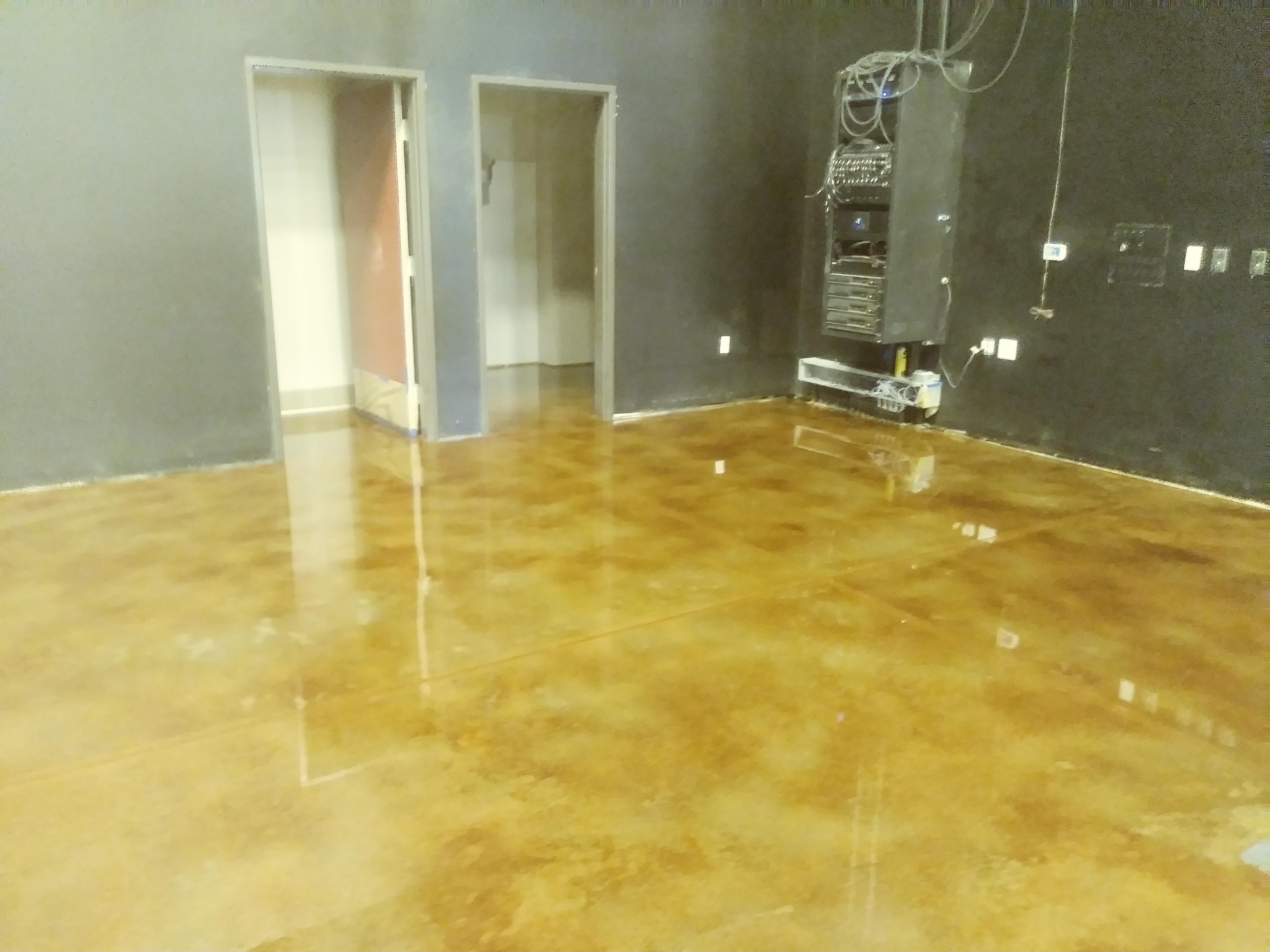Acid stain with high solid epoxy coat r/Concrete