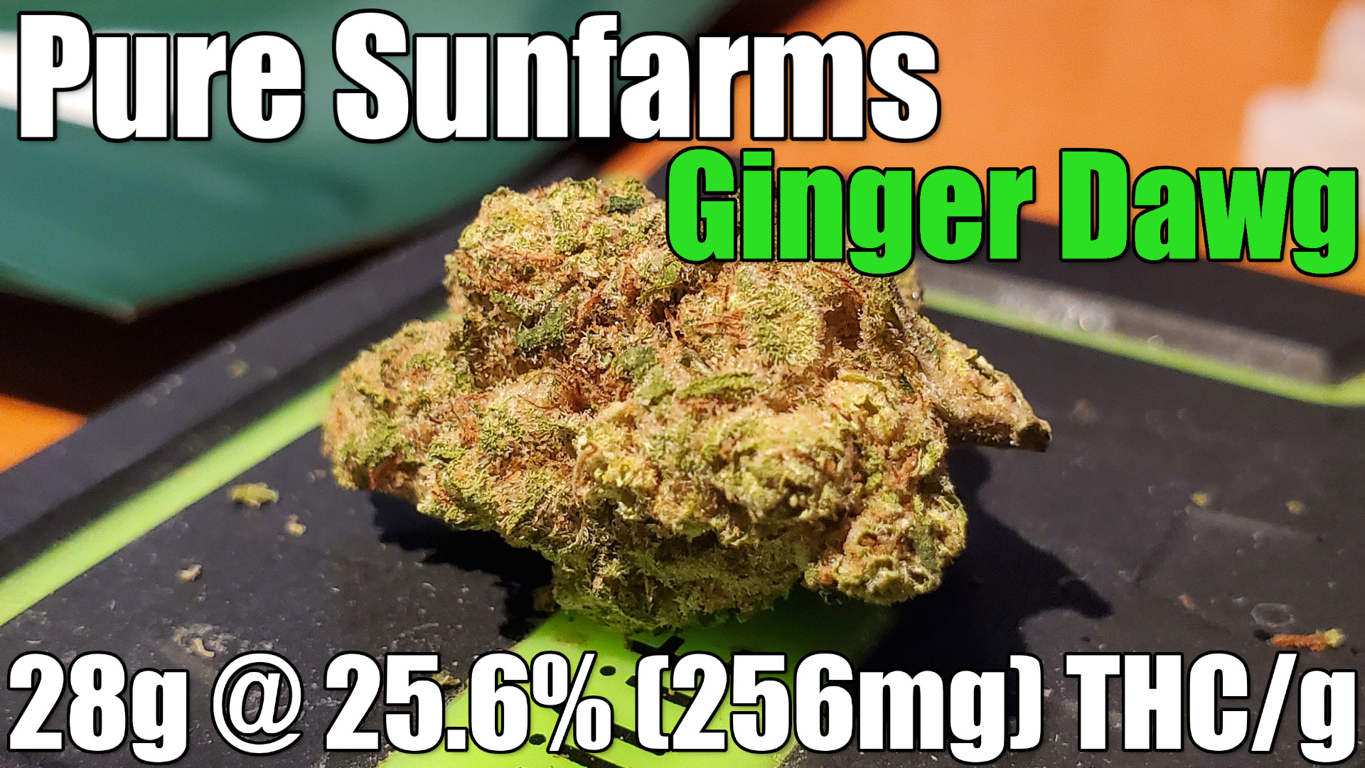 Pure Sunfarms Ginger Dawg Review ON 28g 25.6 THC/g (Closeups