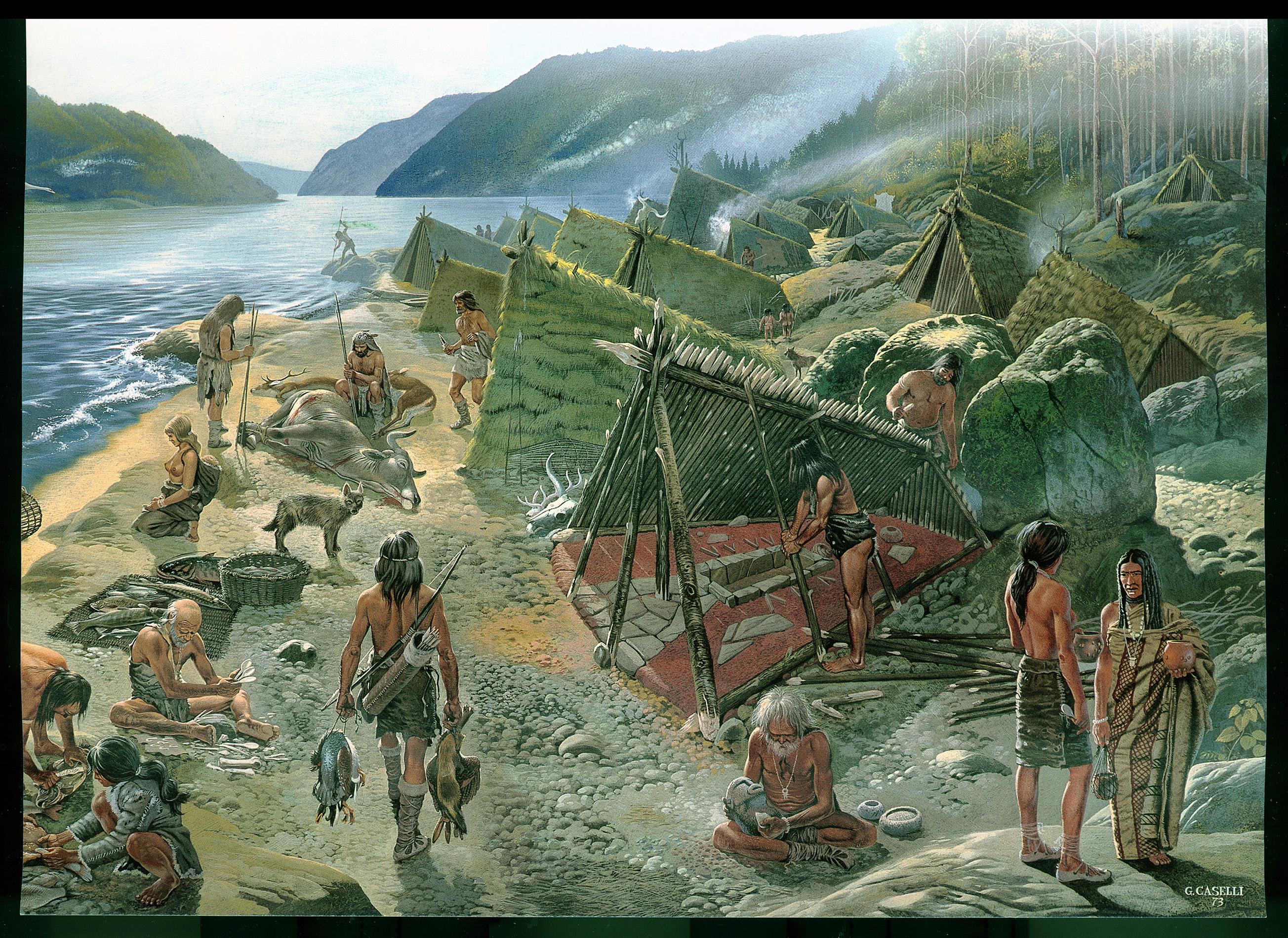 The Mesolithic camp at Lepenski Vir, near the Iron Gates of the Danube