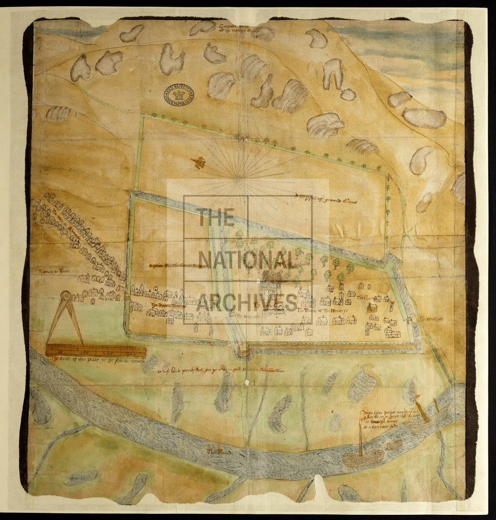 Map of Newry, Ireland c1570 r/newry