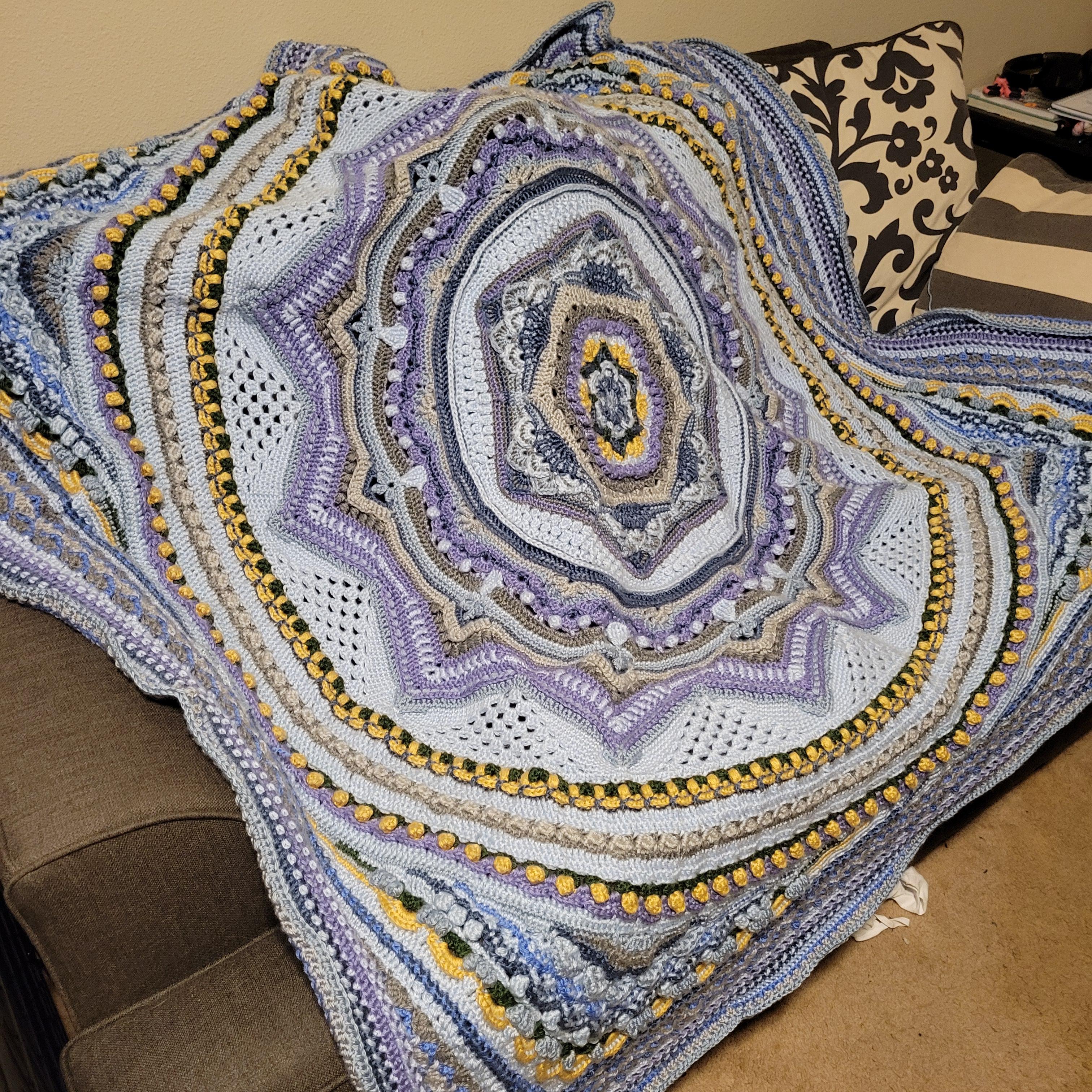 Finished the Sacred Space blanket finally! only took 2.5 months lol r
