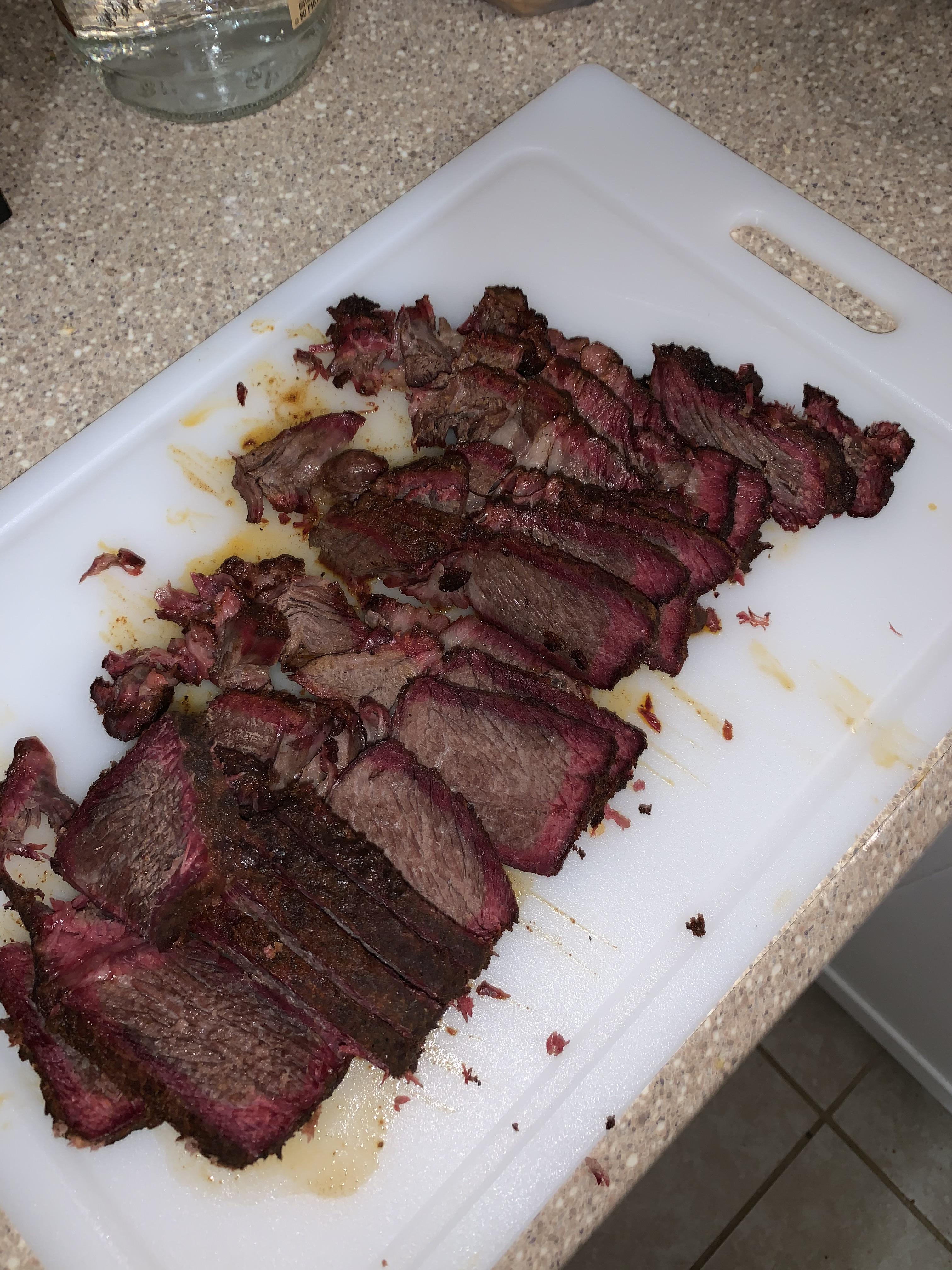 2.5 pound chuck roast. Smoked until 200 with hickory and apple. r/BBQ