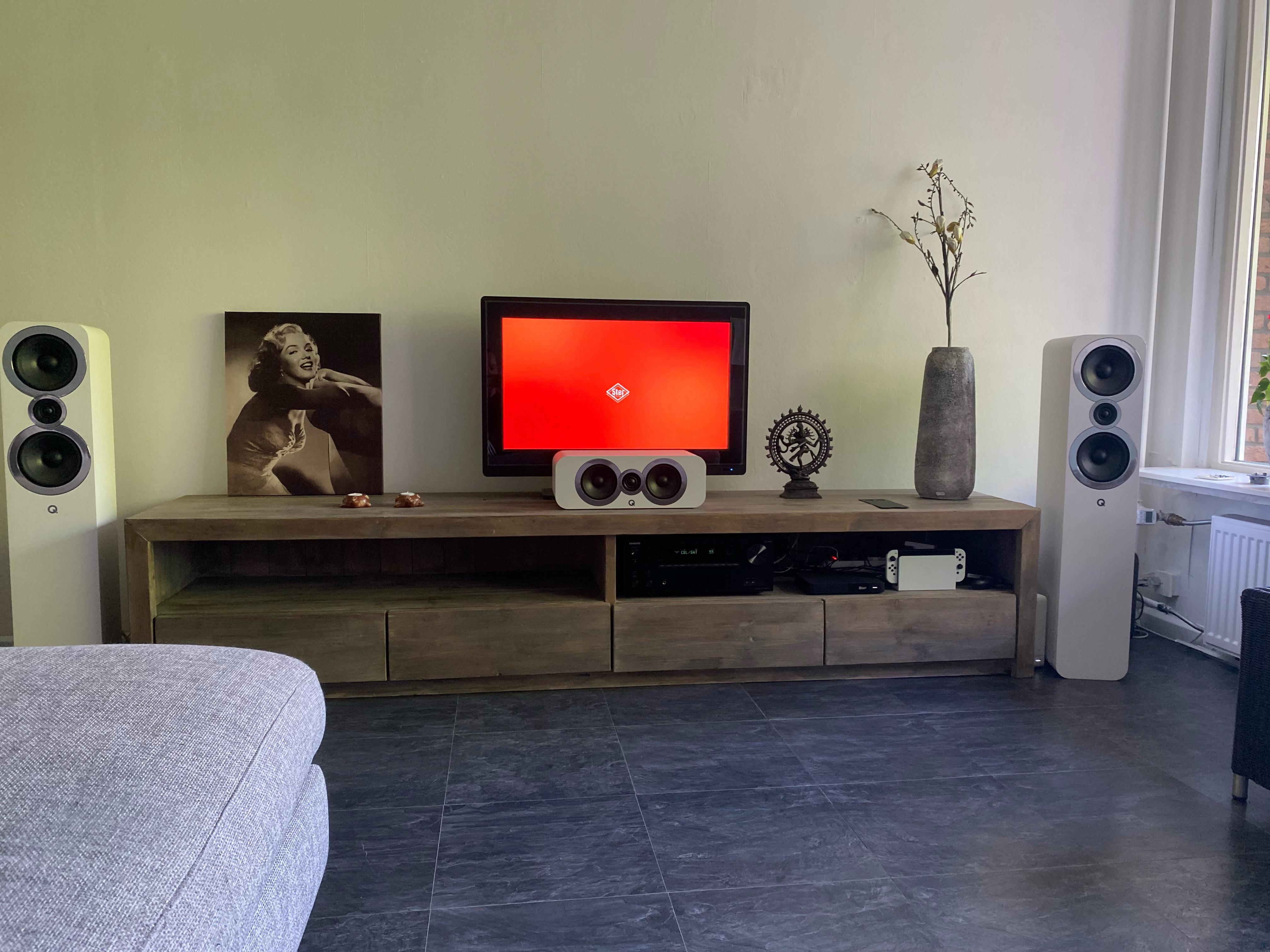 Center speaker above or below tv? Plan on getting a bigger tv in the
