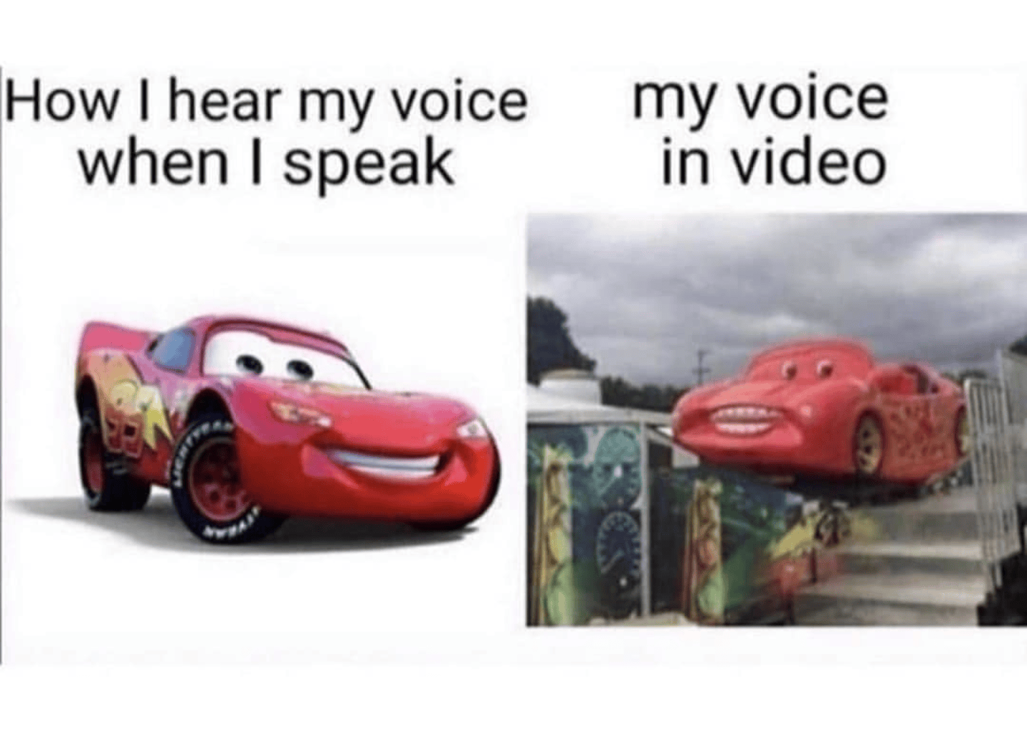 I hate my own voice so much meme