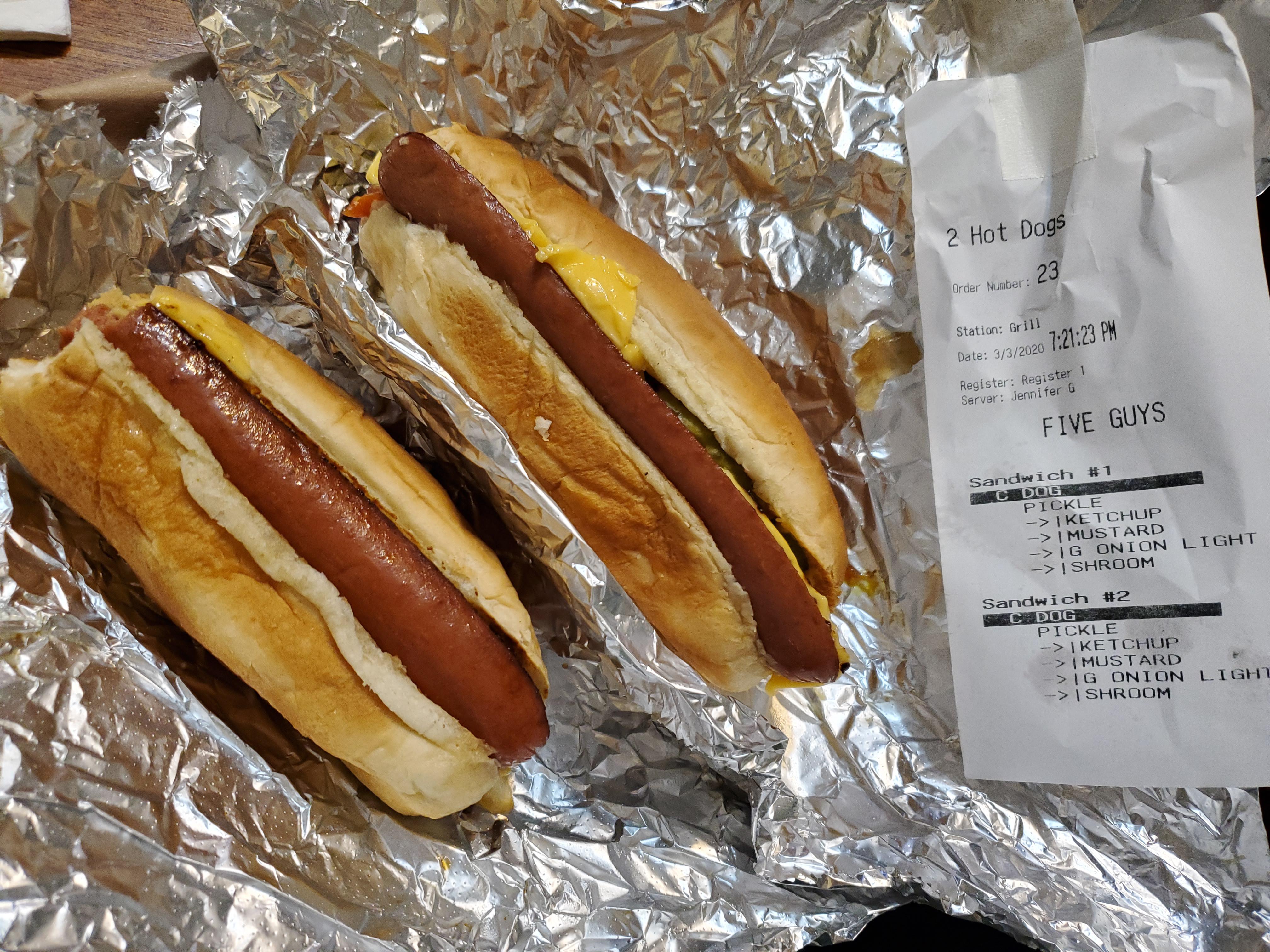 The recent hotdog episode made me want to try five guys hotdogs (we don