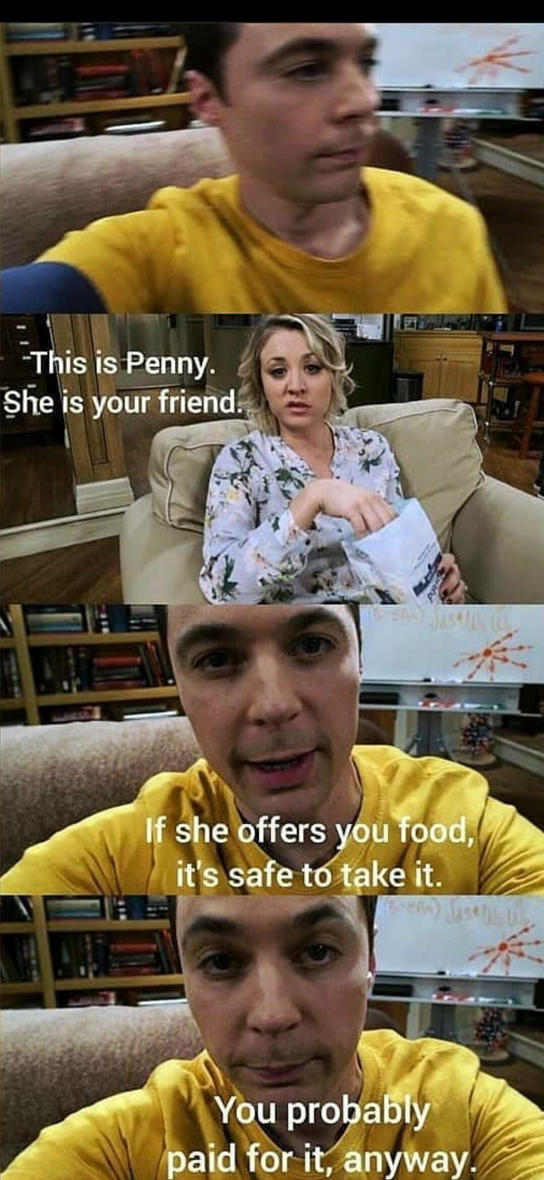 SheldonPenny friendship is what I like the most in The Big Bang Theory