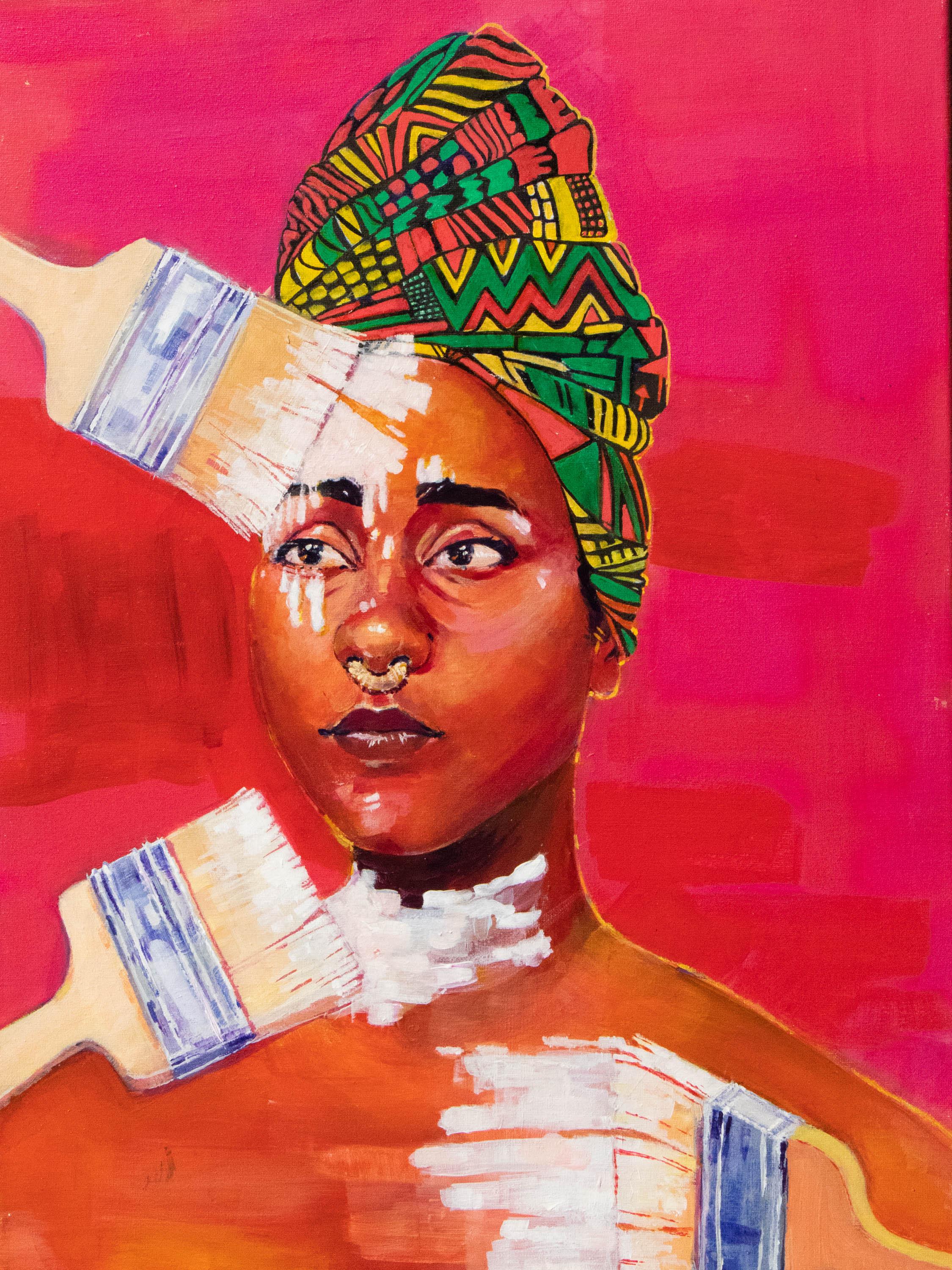 “White Washed a self portrait” Acrylic on canvas, Me, 2019 Art