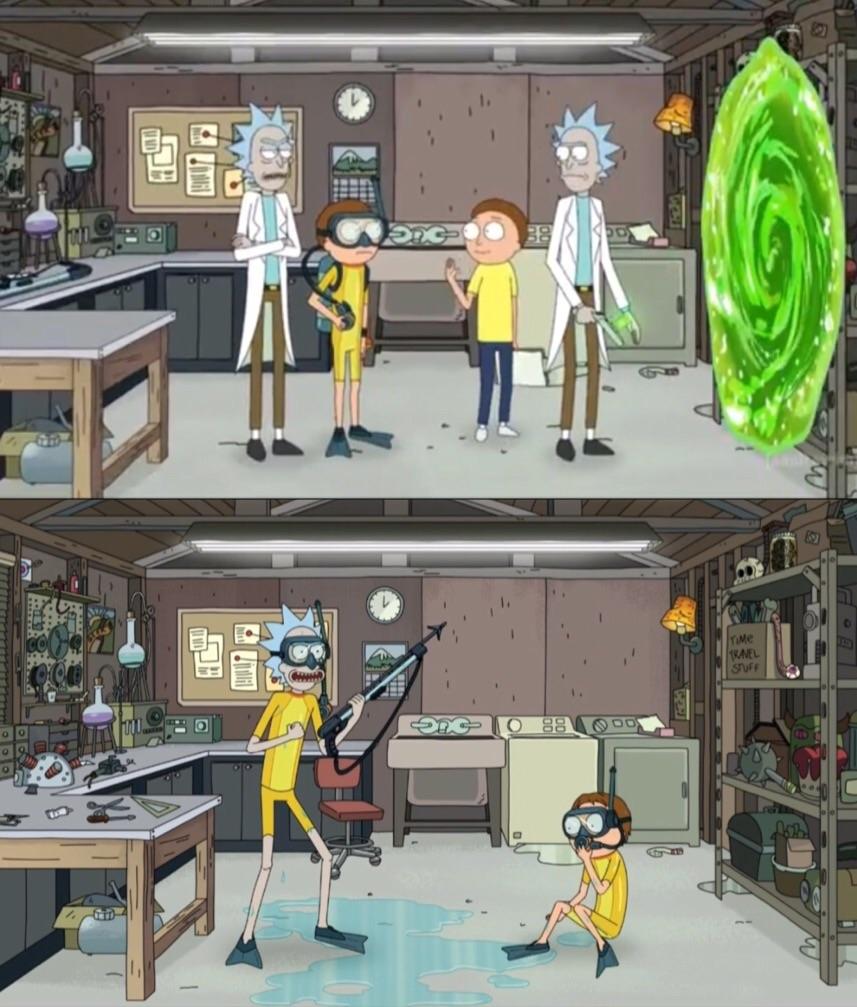 The clock guys! Please give them new batteries r/rickandmorty