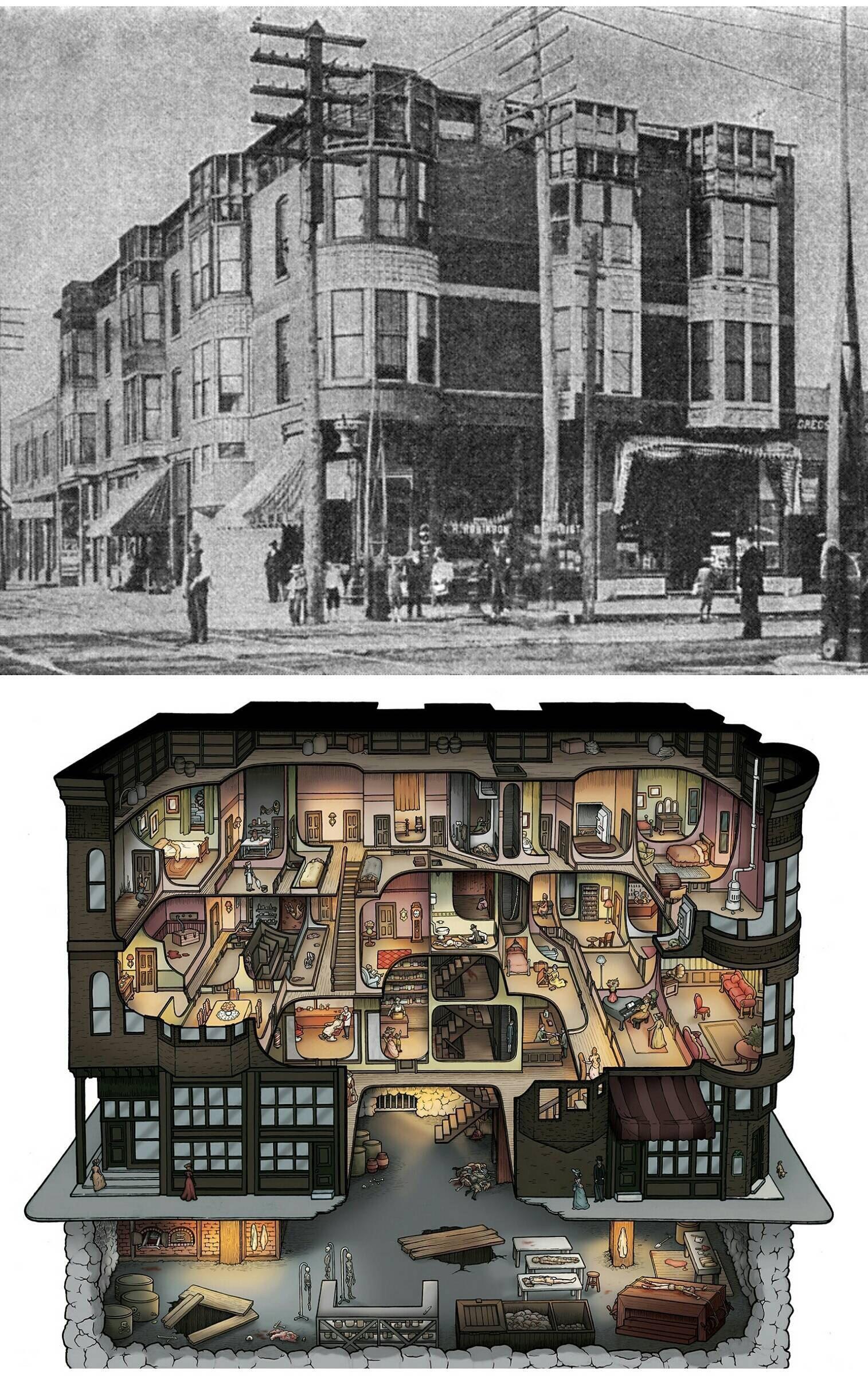 This is a diagram of H.H. Holmes murder hotel that the guys were