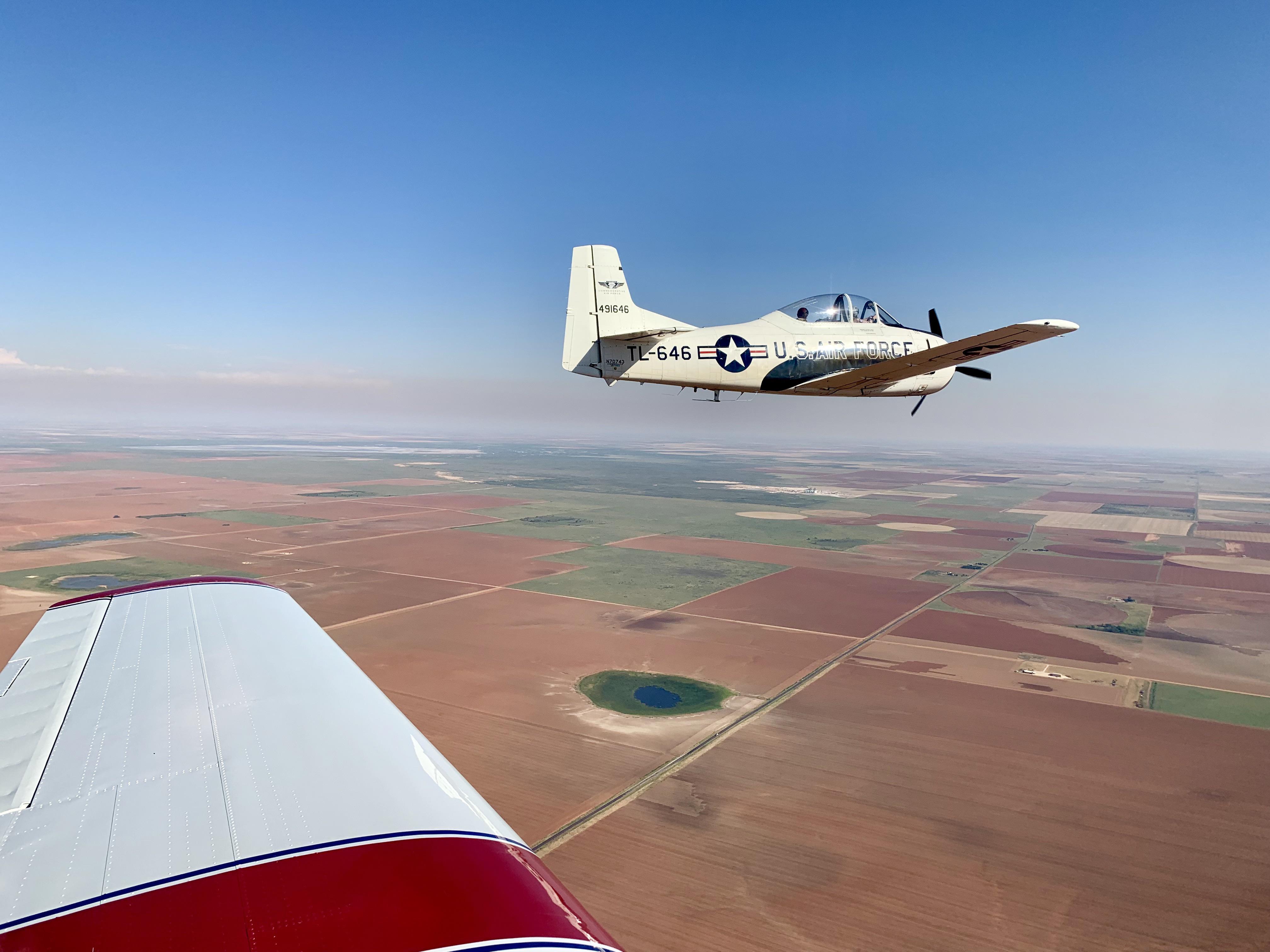 Headed to the Slaton, Texas Airshow in our AT6F, with my Dad leading