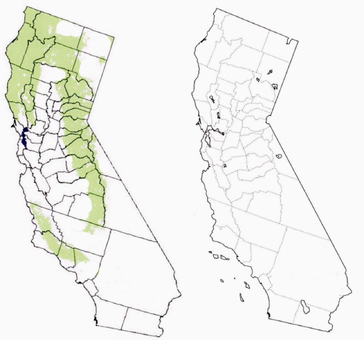 California Grizzly Bear Distribution. 17th Century vs Now r/MapPorn