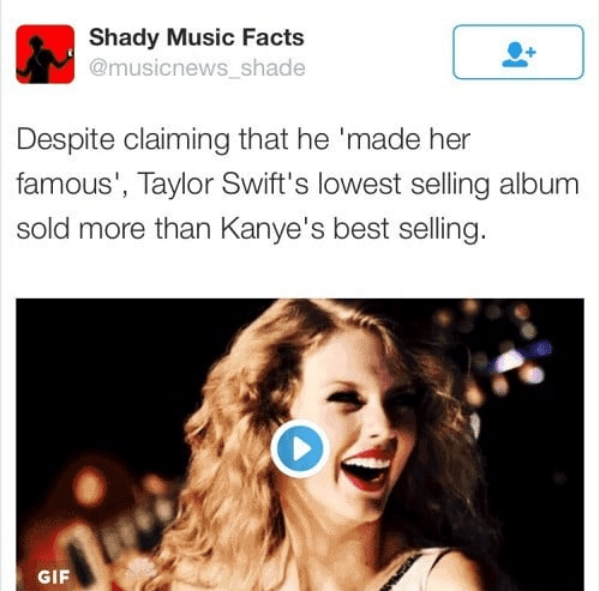 TIL Taylor's lowest selling album sold more than Kanye's best selling