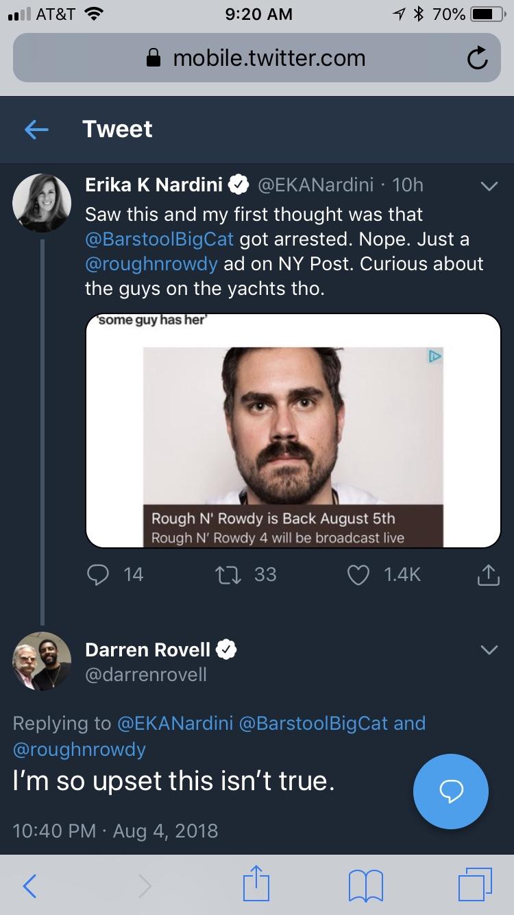 Rovell with another shot at Big Cat r/barstoolsports