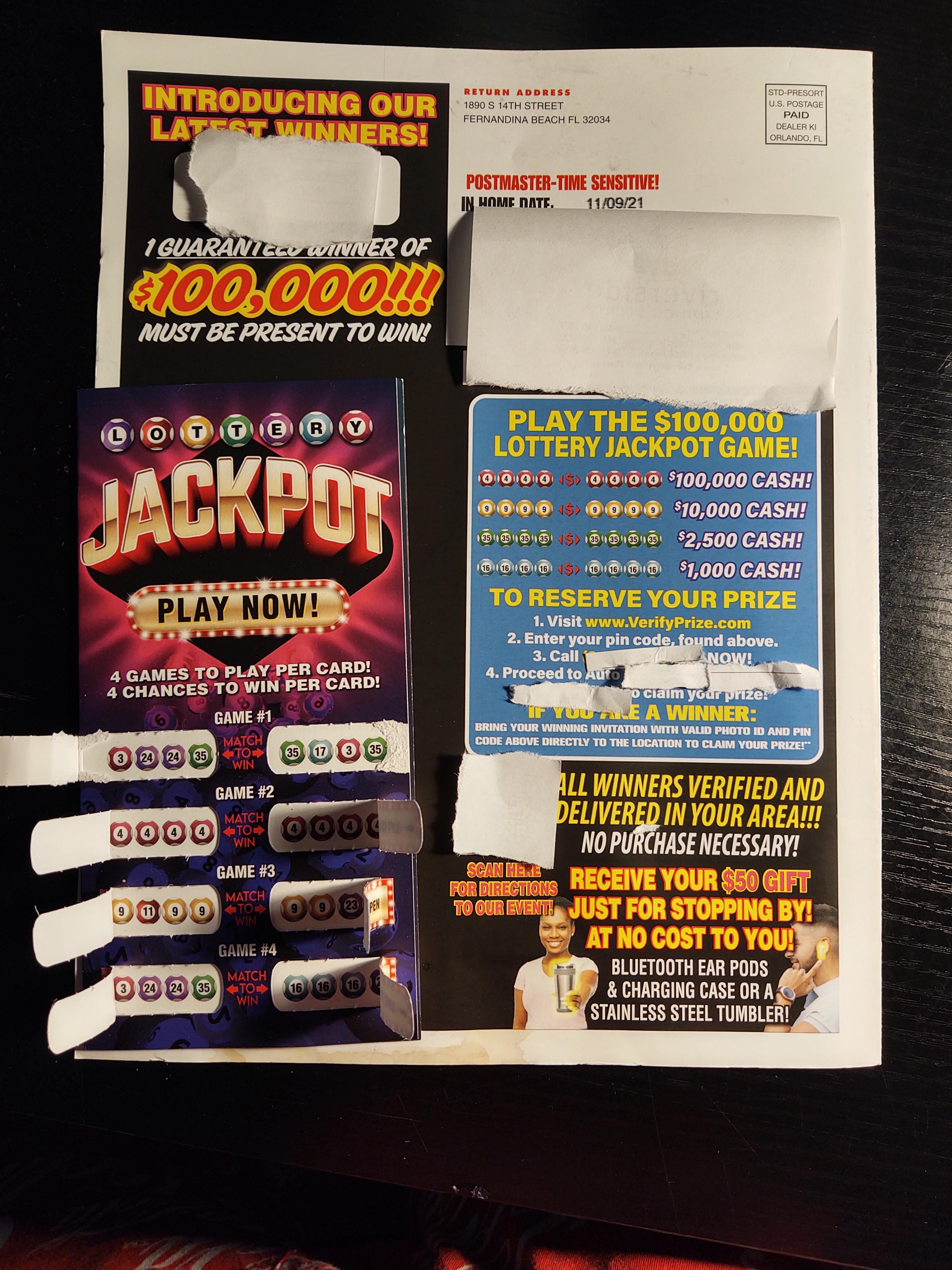 A used car dealerships nearby sent this to my address. I won the