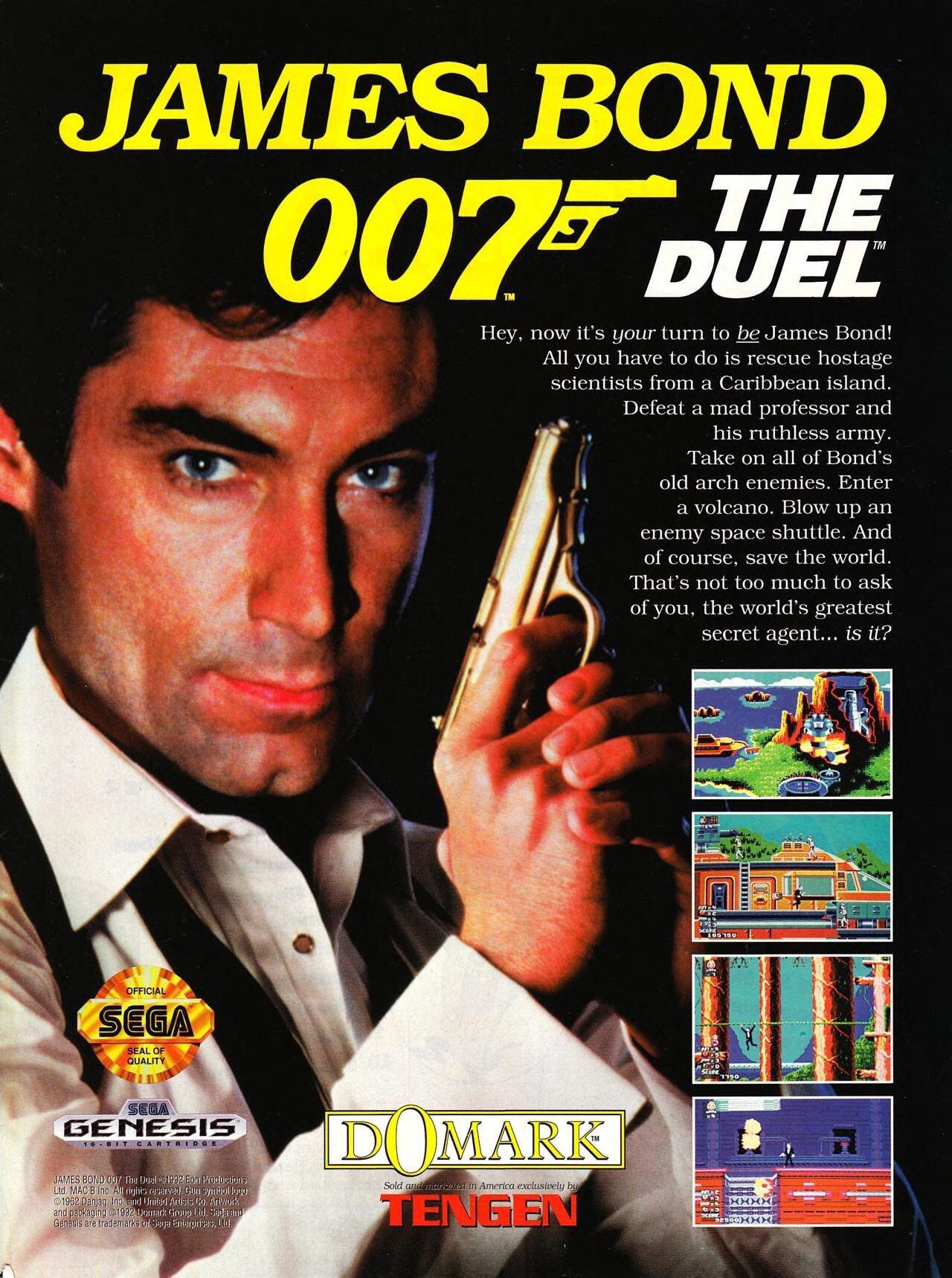 Timothy Dalton as James Bond (the last time he would appear as Bond) in