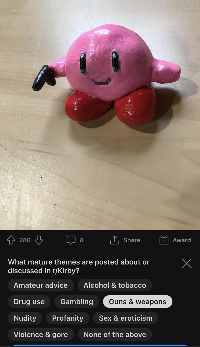 Reddit knows Kirby is getting violent (u/CranberryLand made the