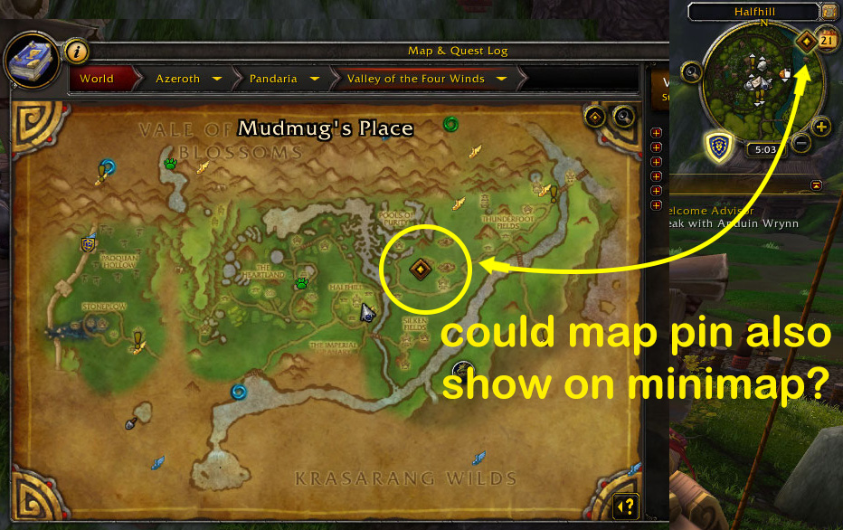 [Suggestion] Map Pin on the Minimap too? r/wow