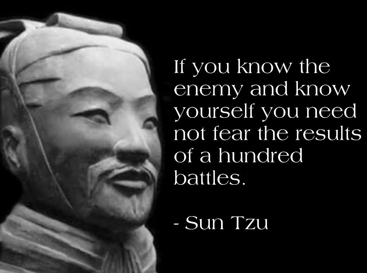"If you know the enemy and know yourself you need not fear