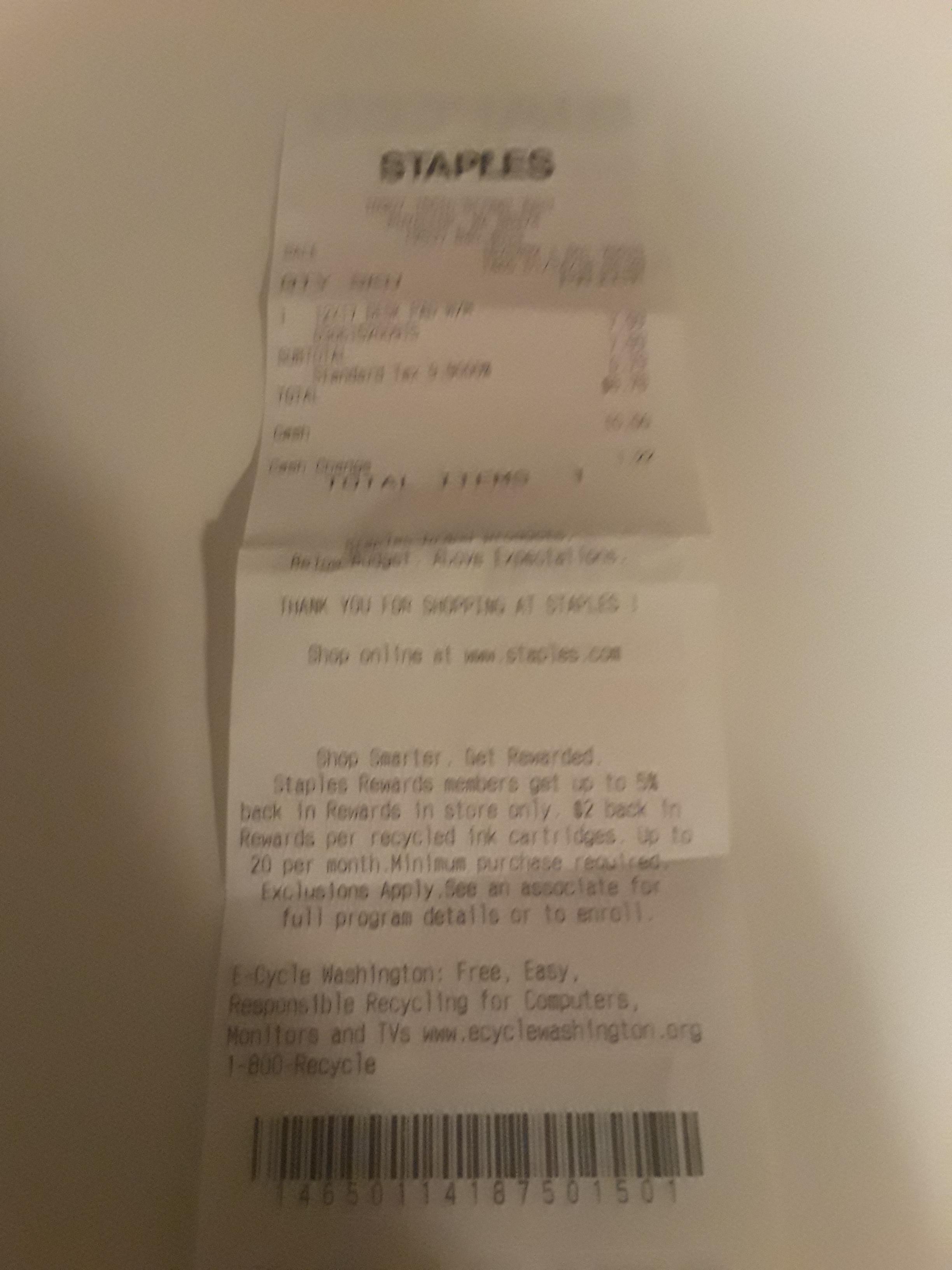 A staples receipt uses half of its space for marketing stuff r