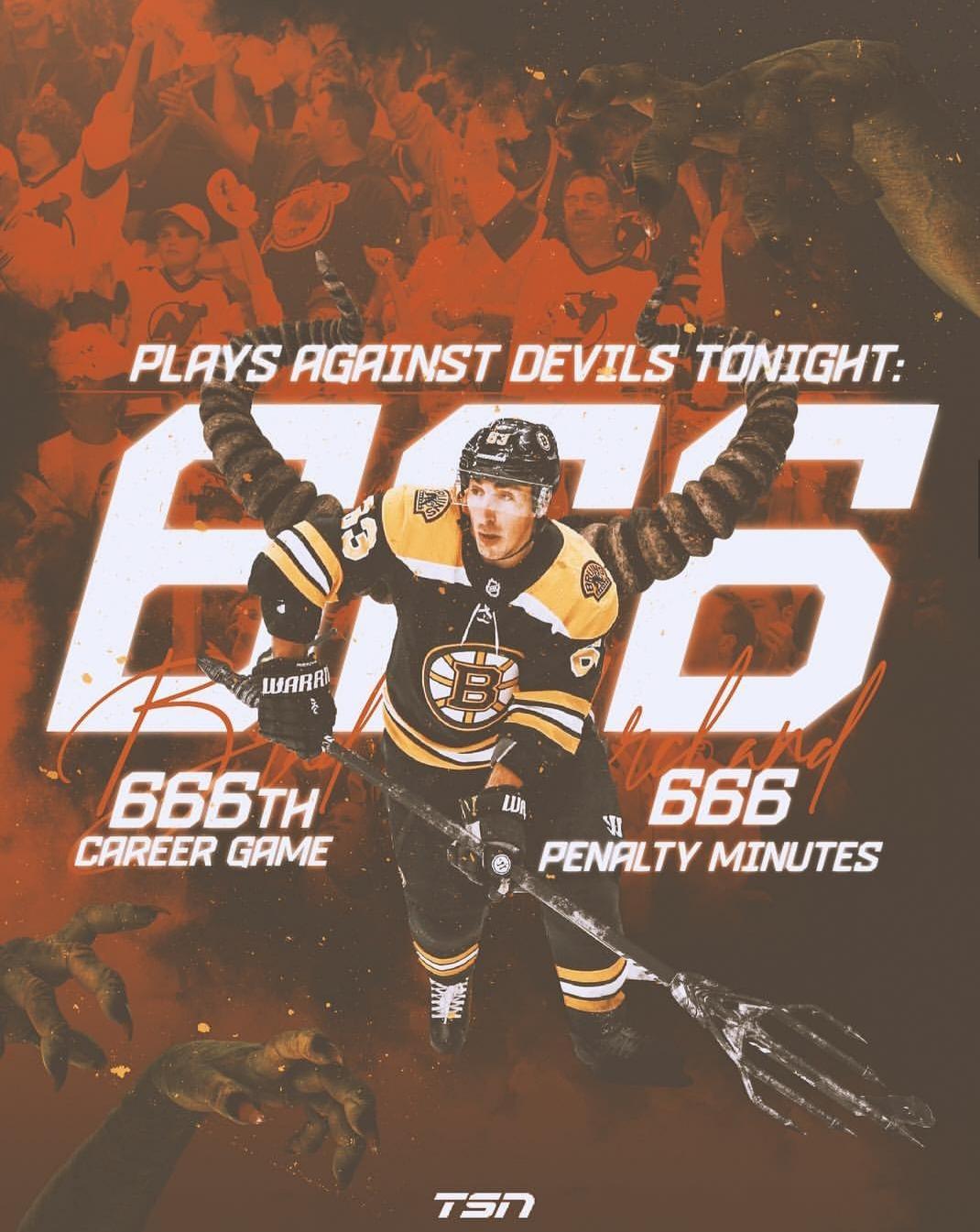 Brad Marchand will be playing his 666th game along with 666 PIMs