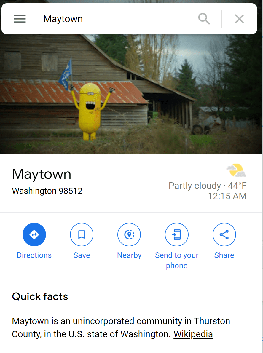 What's up with the Minion holding a flag near Maytown along I5 between