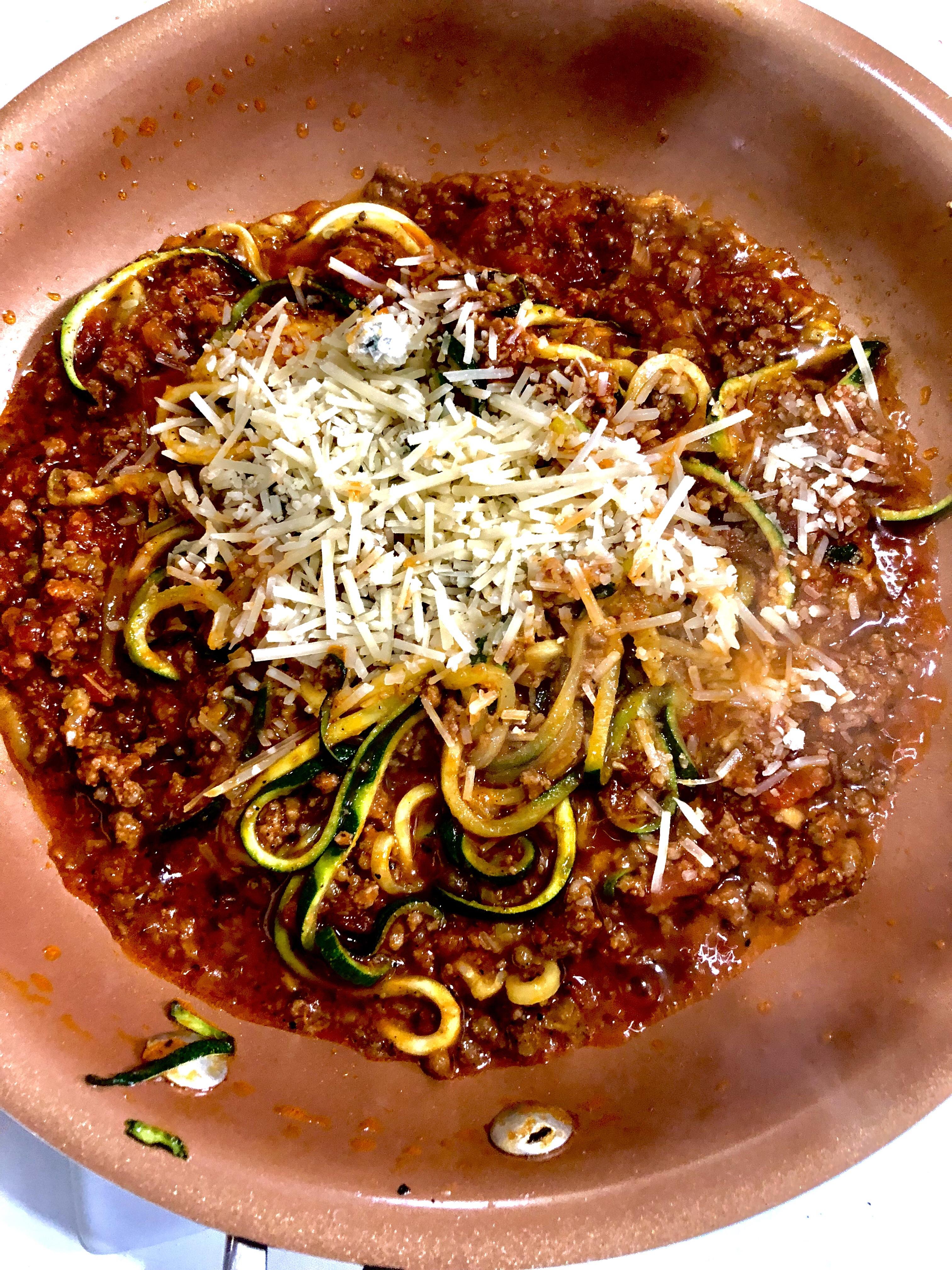 Parmigiano Reggiano,Zucchini noodles and Rao’s bolognese all from Costco. r/Keto_Food