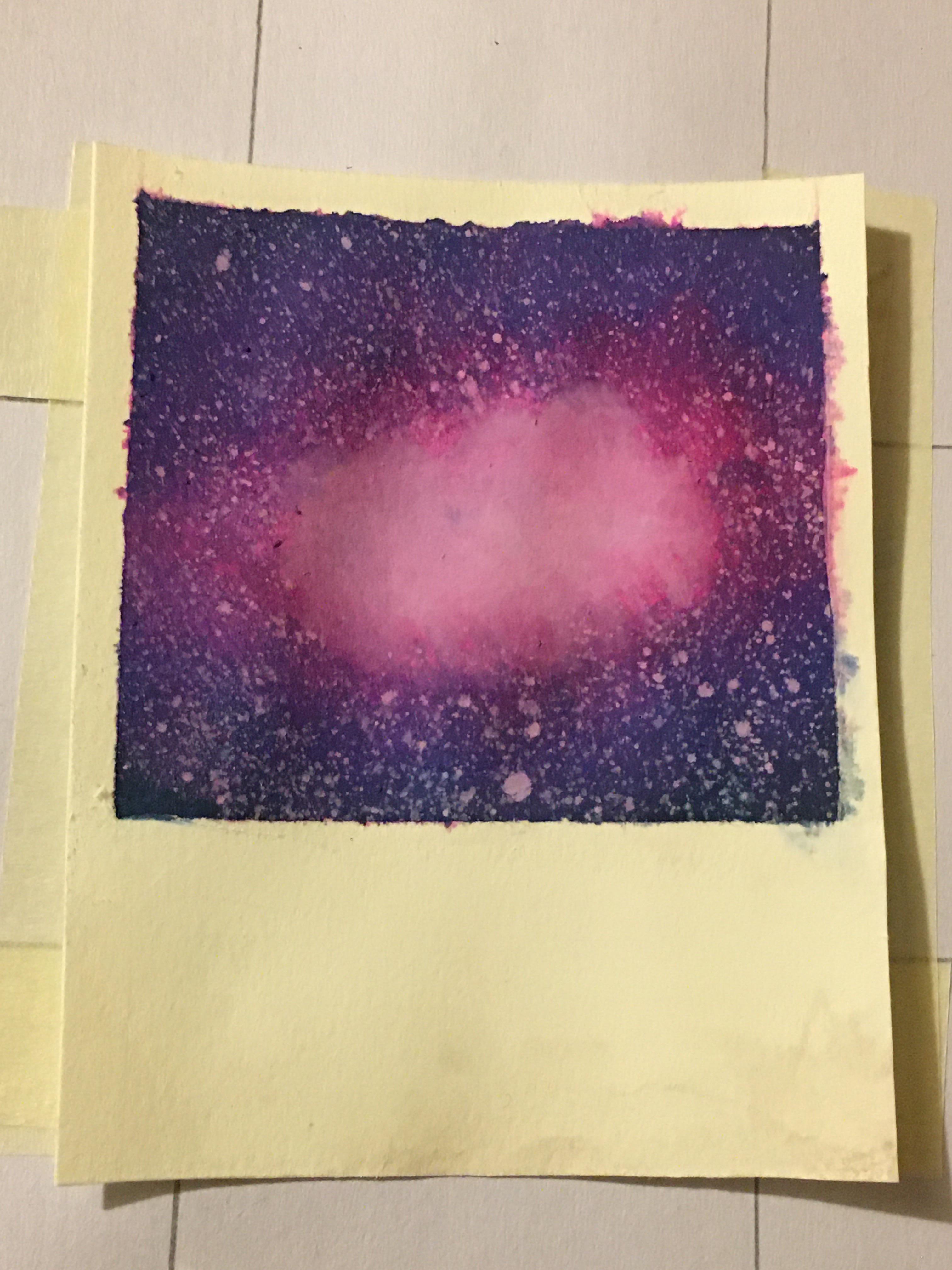 I tried doing a Polaroid picture but then the paint seeped under the