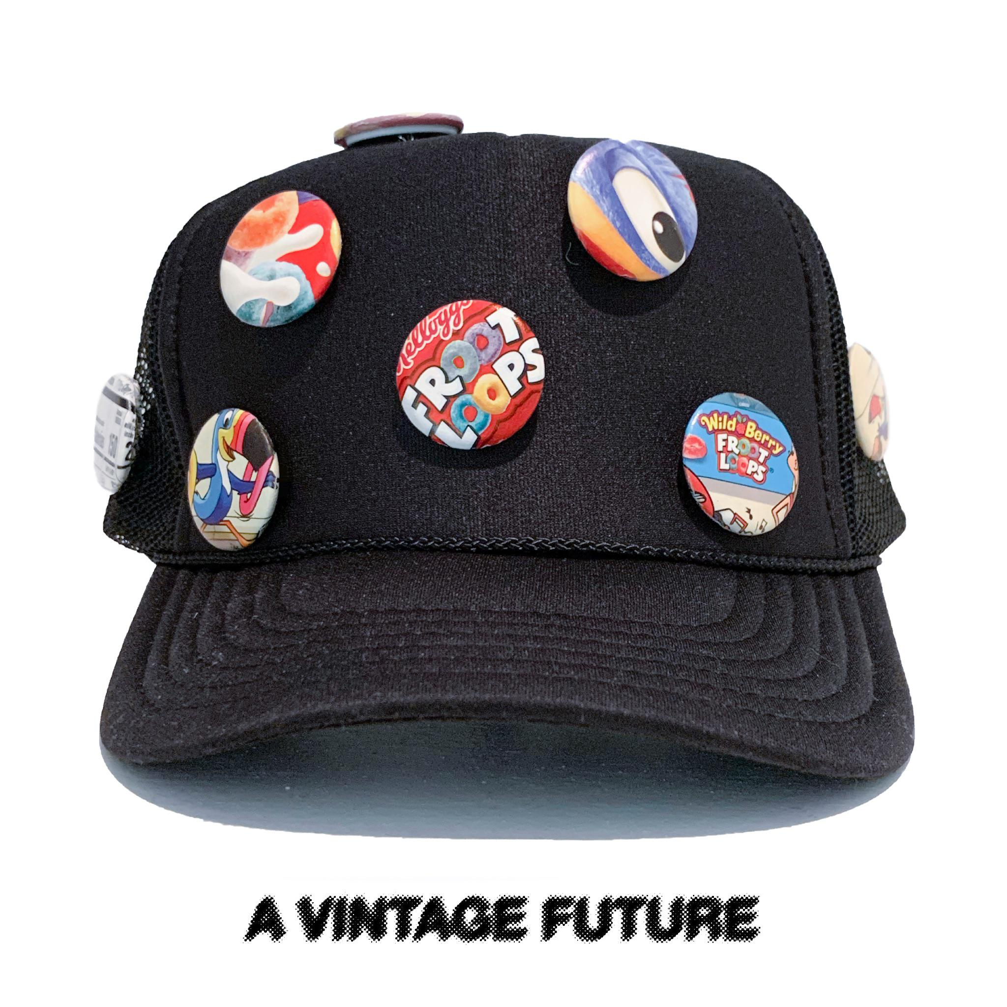 Trucker Hat with pins I made from a cereal box. r/streetwearstartup