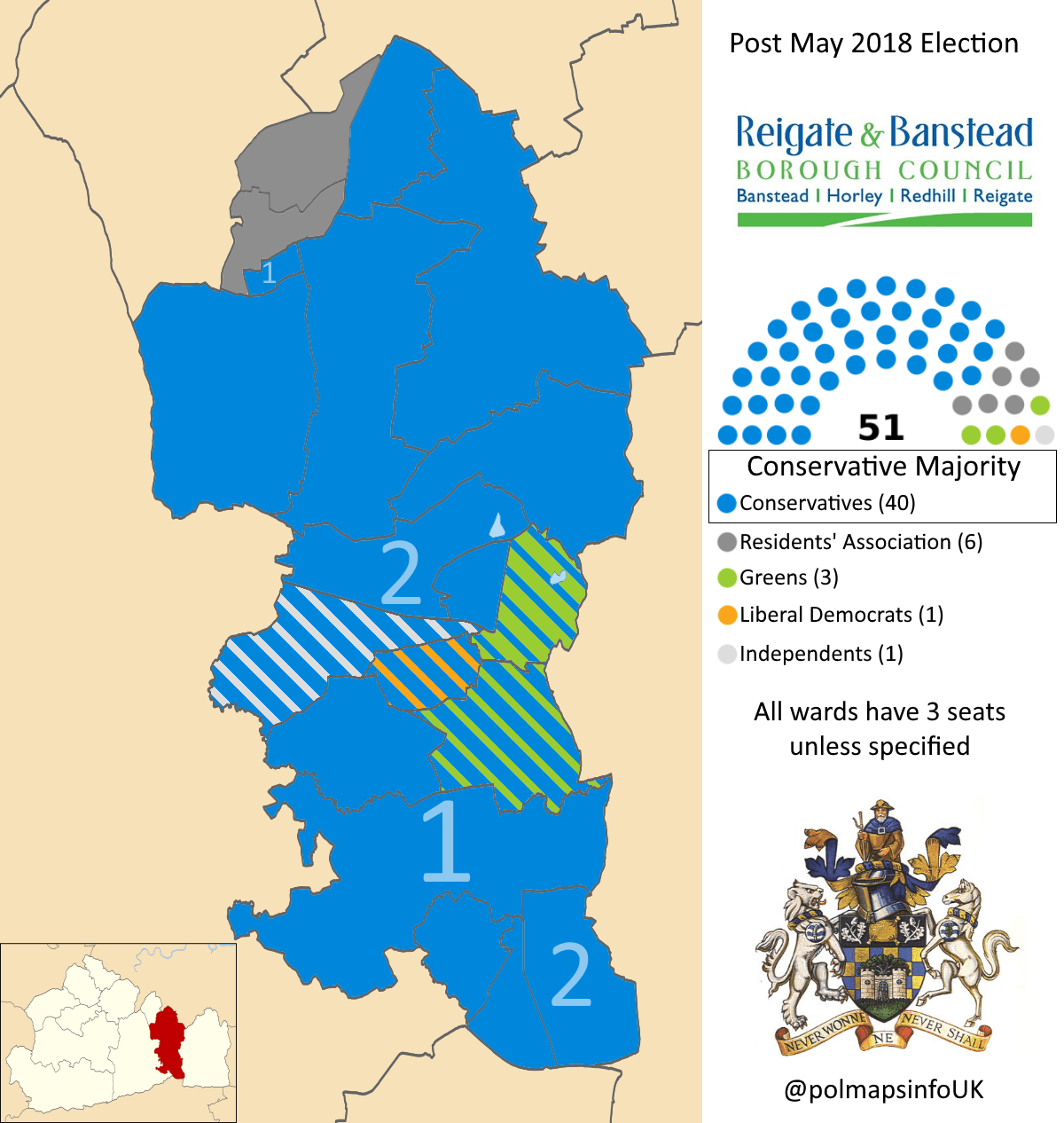 Reigate & Banstead Borough Council, Post May 2018 Election, UK r