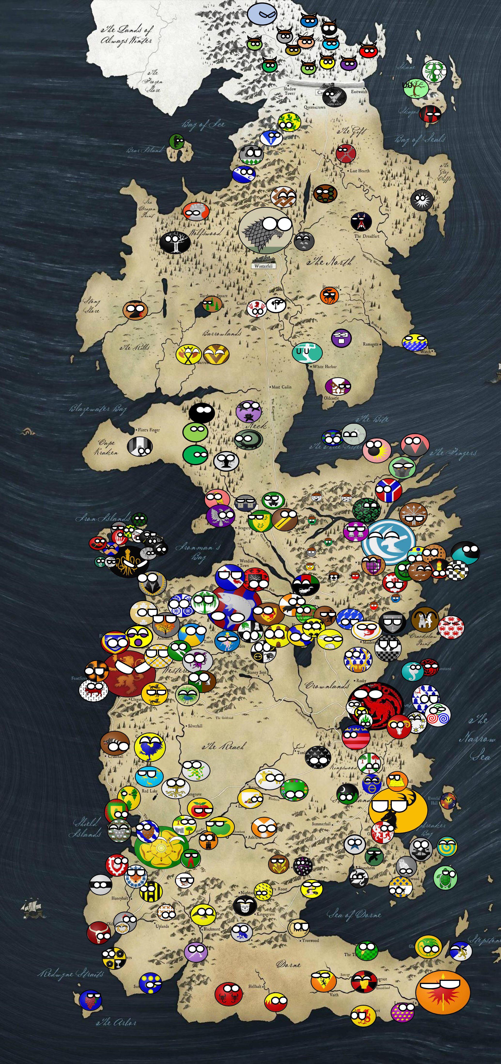 Almost done! Westeros noble houses as countryballs!