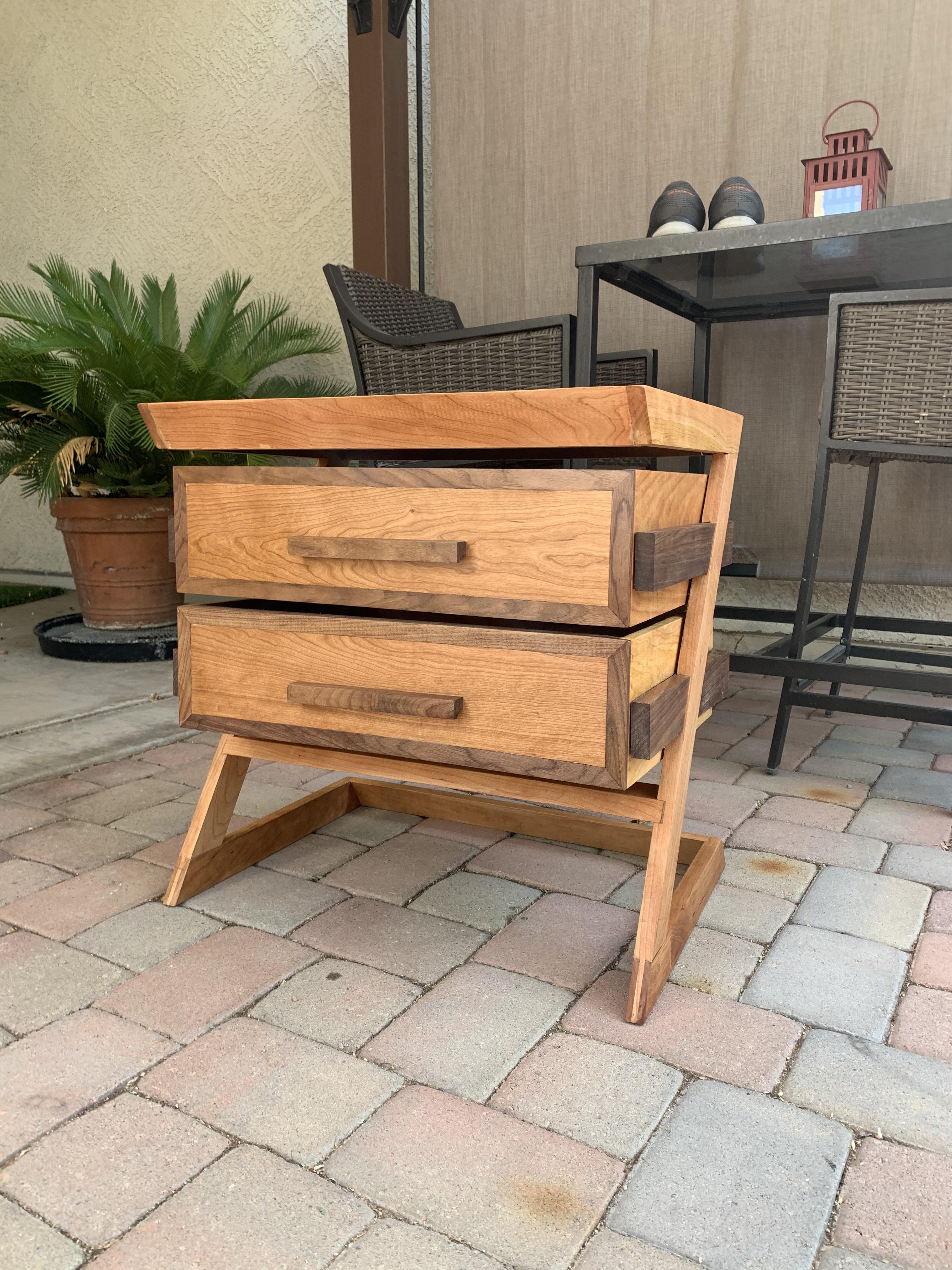 Nightstand made from Cherry and Walnut. What would you say? Modern
