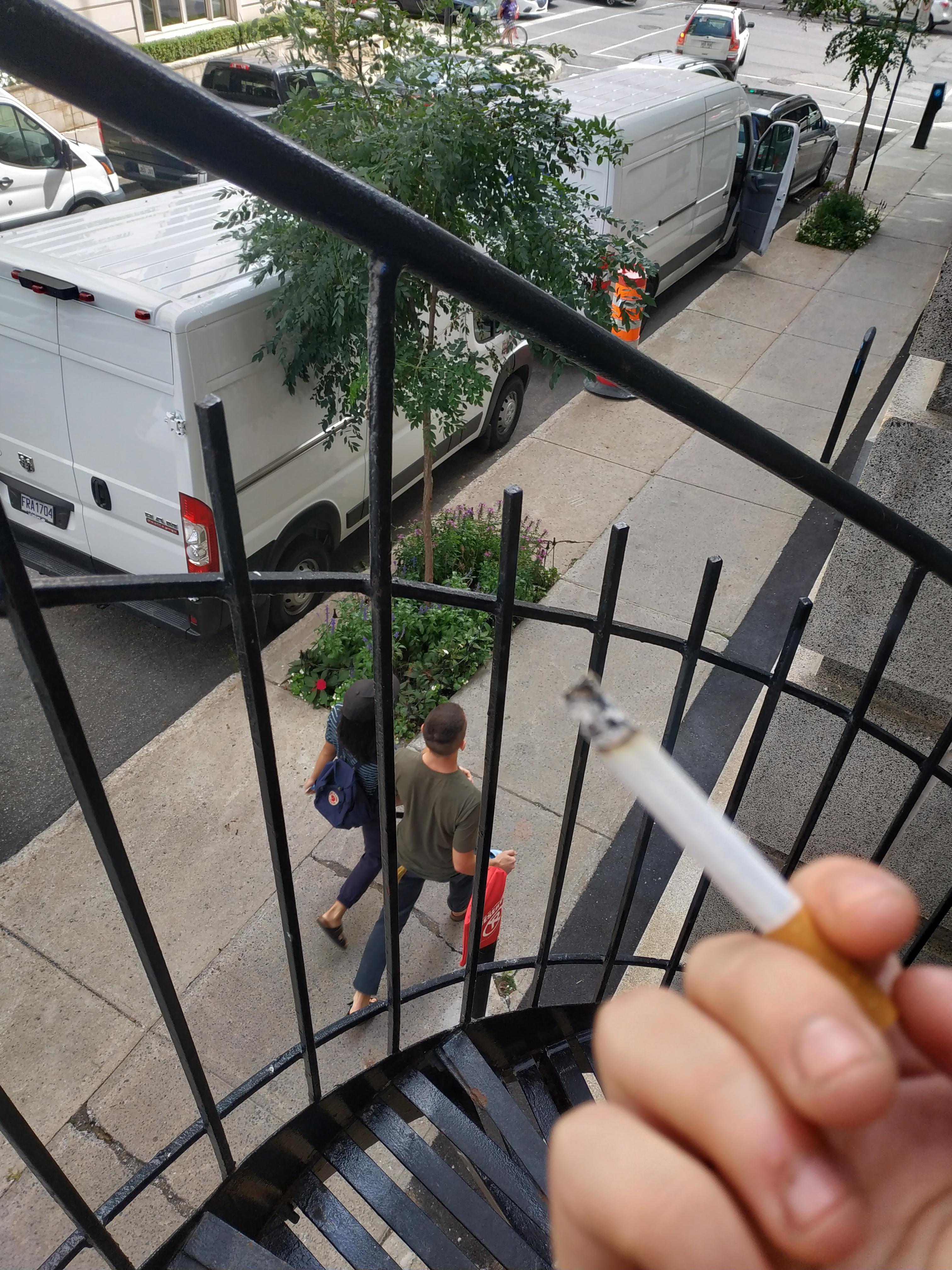 Smoking up on a fire escape to socially distance r/Cigarettes