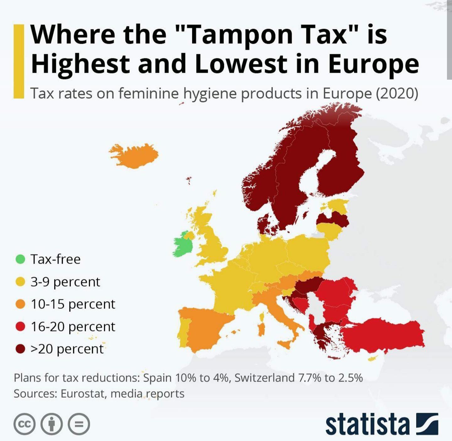 Where the "Tampon Tax" is the Highest and Lowest in Europe r/MapPorn