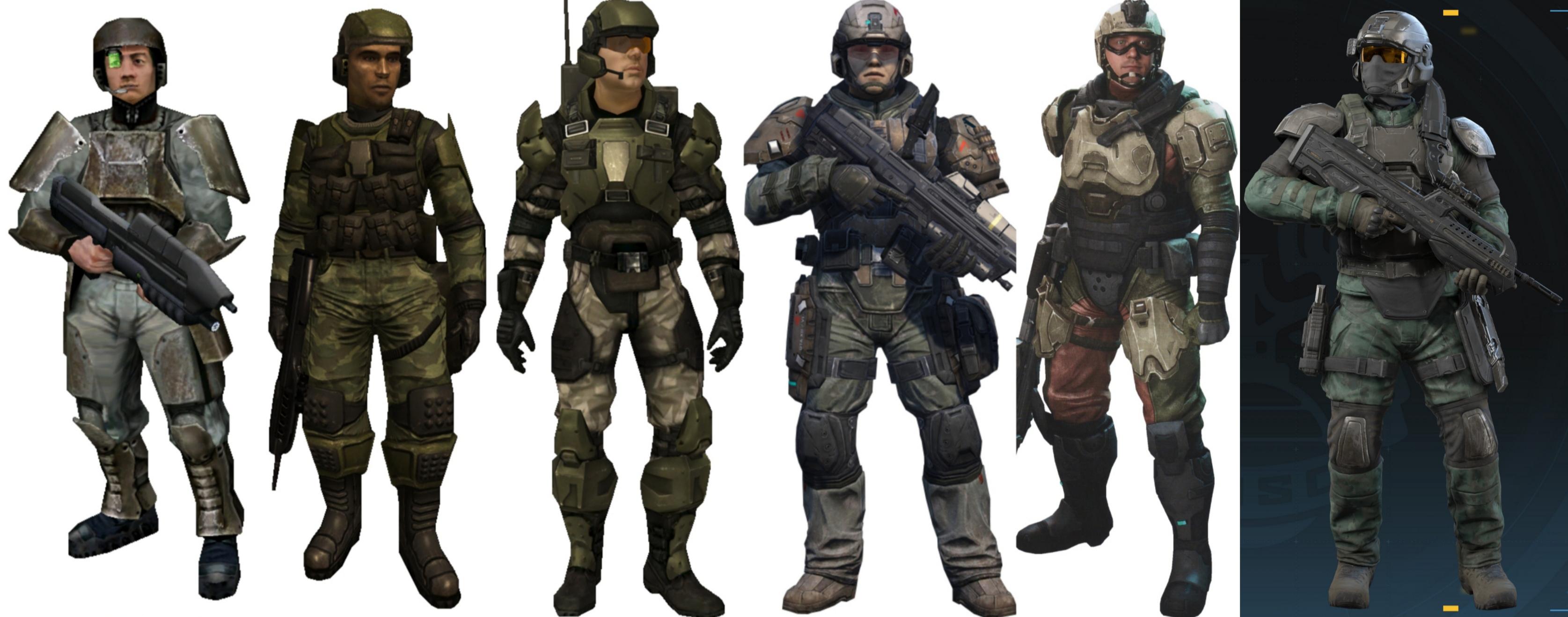 Comparison between every Marine design in all the main Halo games r/halo