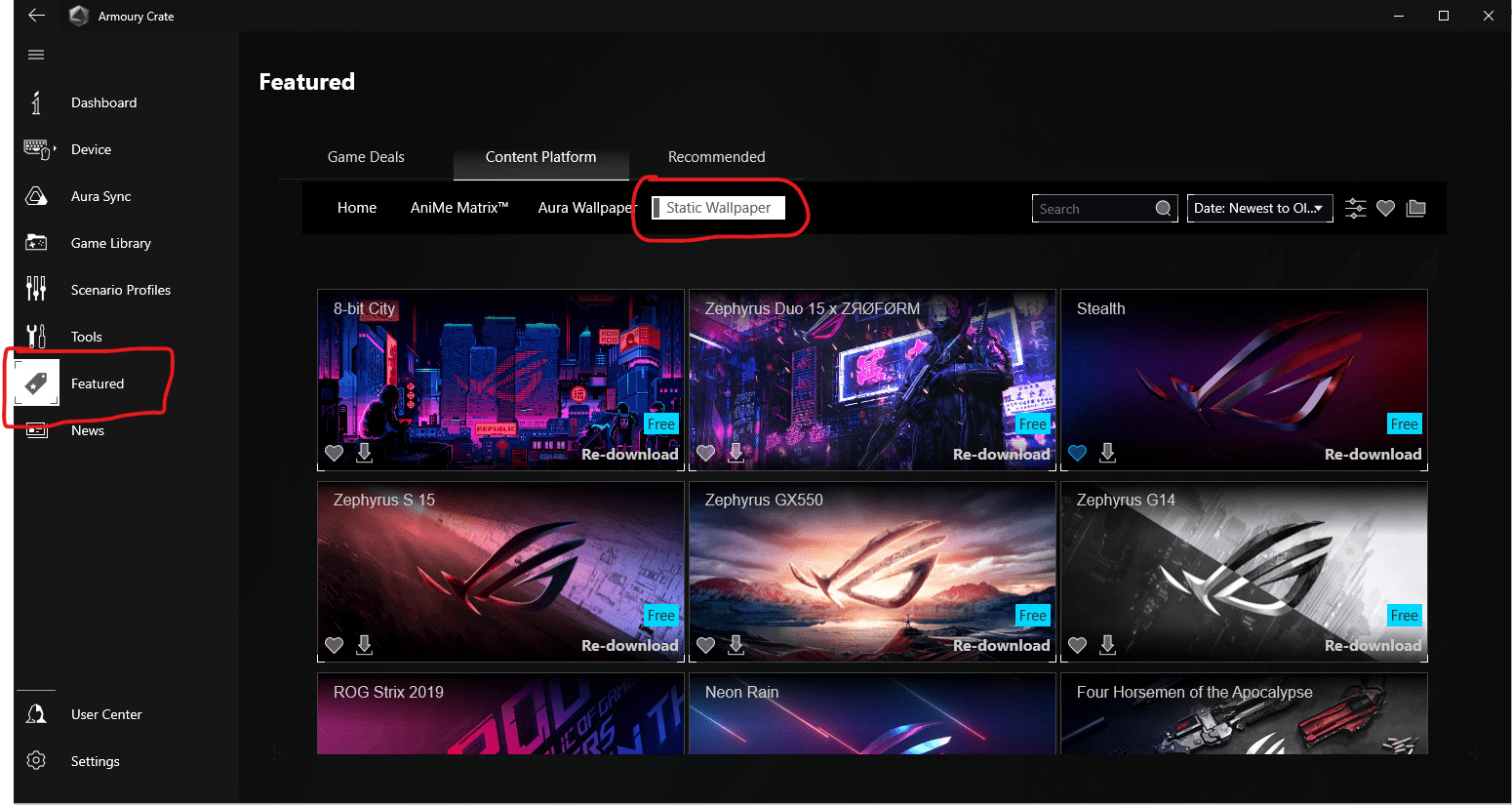 How do I use static wallpapers in Armoury Crate? r/ASUSROG