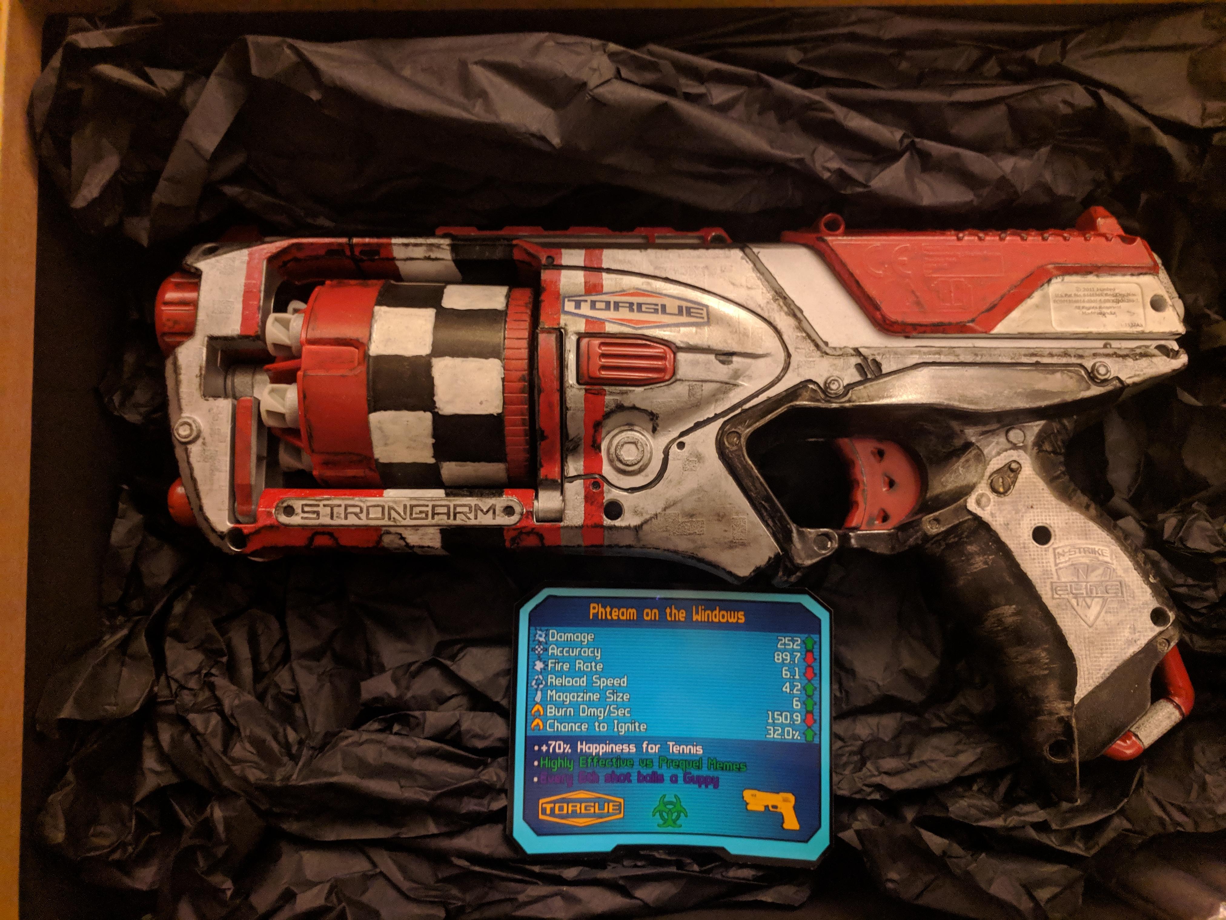 For Christmas, my brother got me this NERF gun custom painted to look
