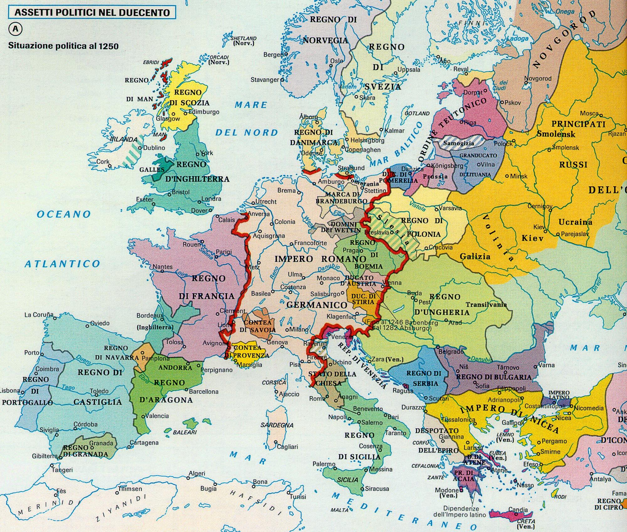 Map Of Europe 1250 Europe around A.D. 1250 europe